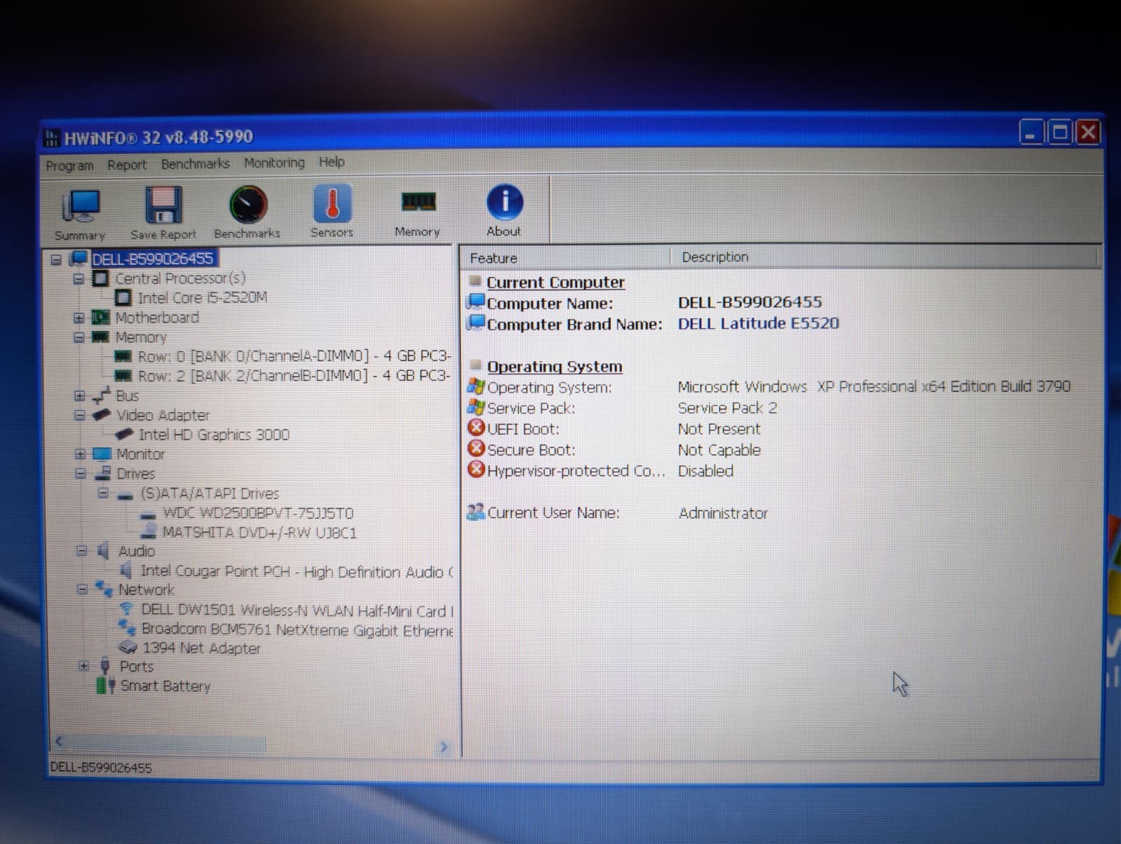 Dell Latitude E5520 | i5 2nd Gen 8GB RAM 250GB HDD | Win XP Pro 64-Bit | DVD-RW