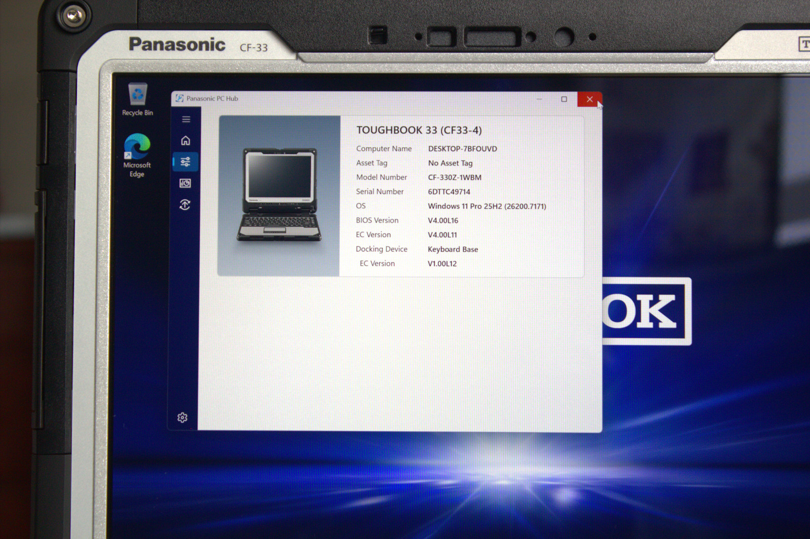 Panasonic Toughbook CF-33 MK4 i7-1370p 1TB SSD 32GB RAM DGPS Keyboard 0 Hours