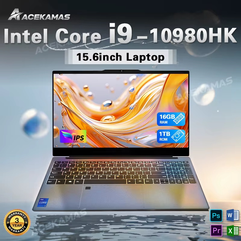 ACEKAMAS 2026 15.6″ Intel Core i9 10980HK Laptop Computer Windows 11 Pro 16GB DD