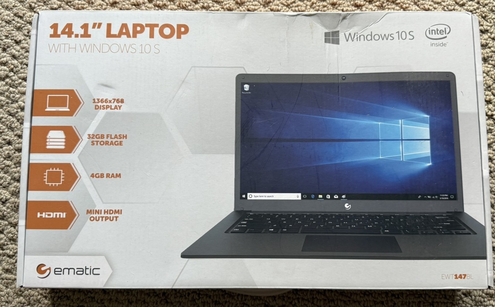 Notebook EWT147 14.1″ Computer with Intel Atom Quad-Core Processor, 4GB Memory