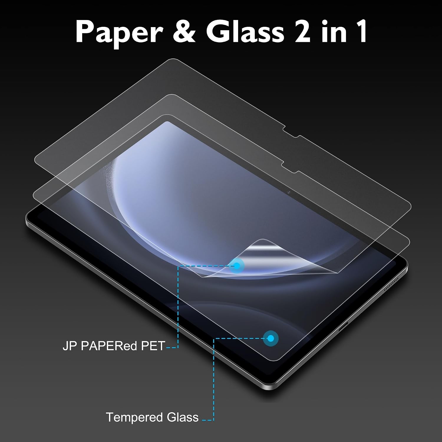 2 Pack Like Paper Glass Screen Protector for Samsung Galaxy Tab S10 Lite/S10 FE/