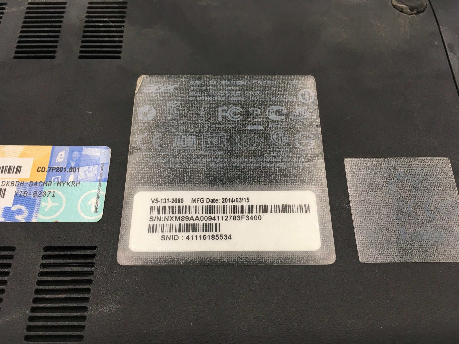 ACER ASPIRE V5 131 2680 – FOR PARTS/NO BOOT – INTEL CELERON 1017U – 4GB RAM – BB