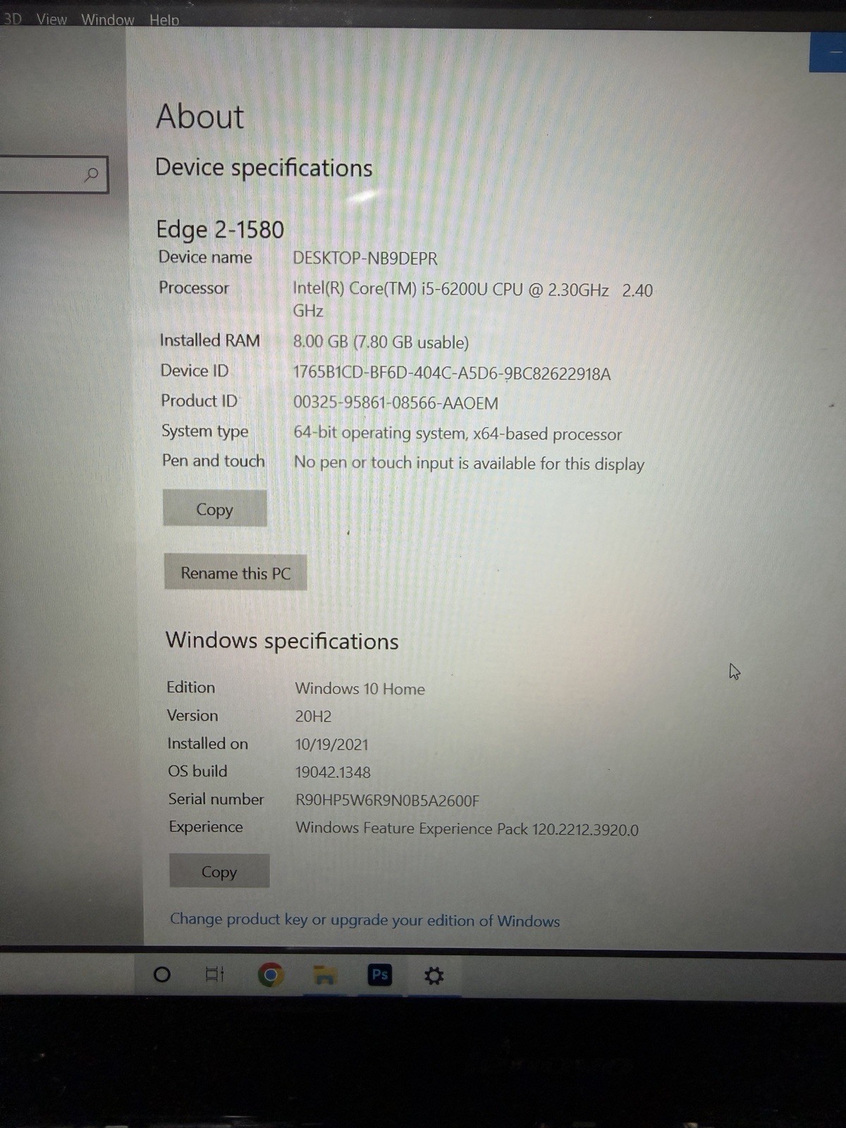 Lenovo Edge 2-1580 Laptop Intel i5-6200U 8GB Ram 750GB HD | WORKS