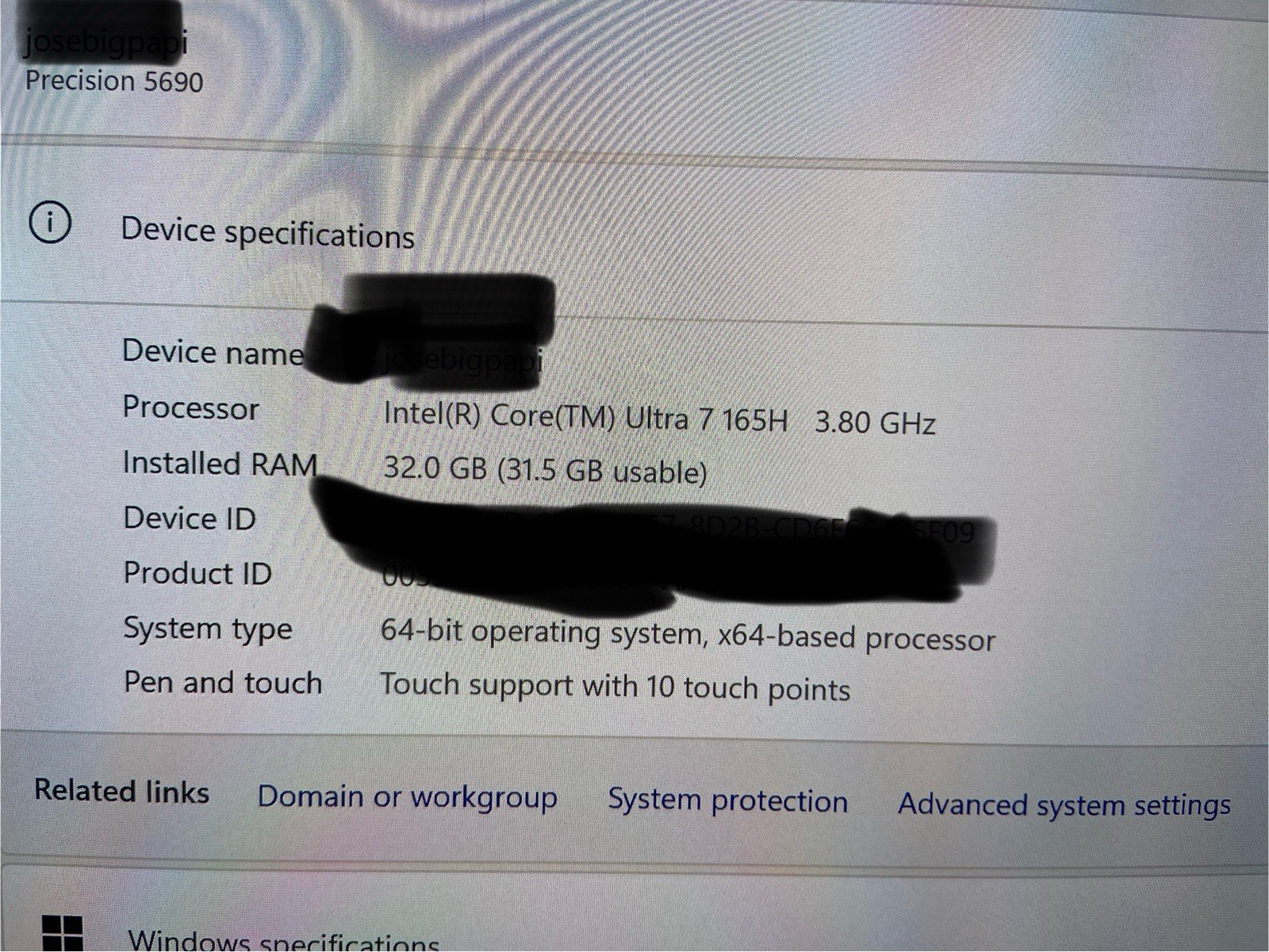 Dell Precision 5690 workstation Ultra 7 165H 32GB RAM, 2TB, RTX 2000 Touchscreen