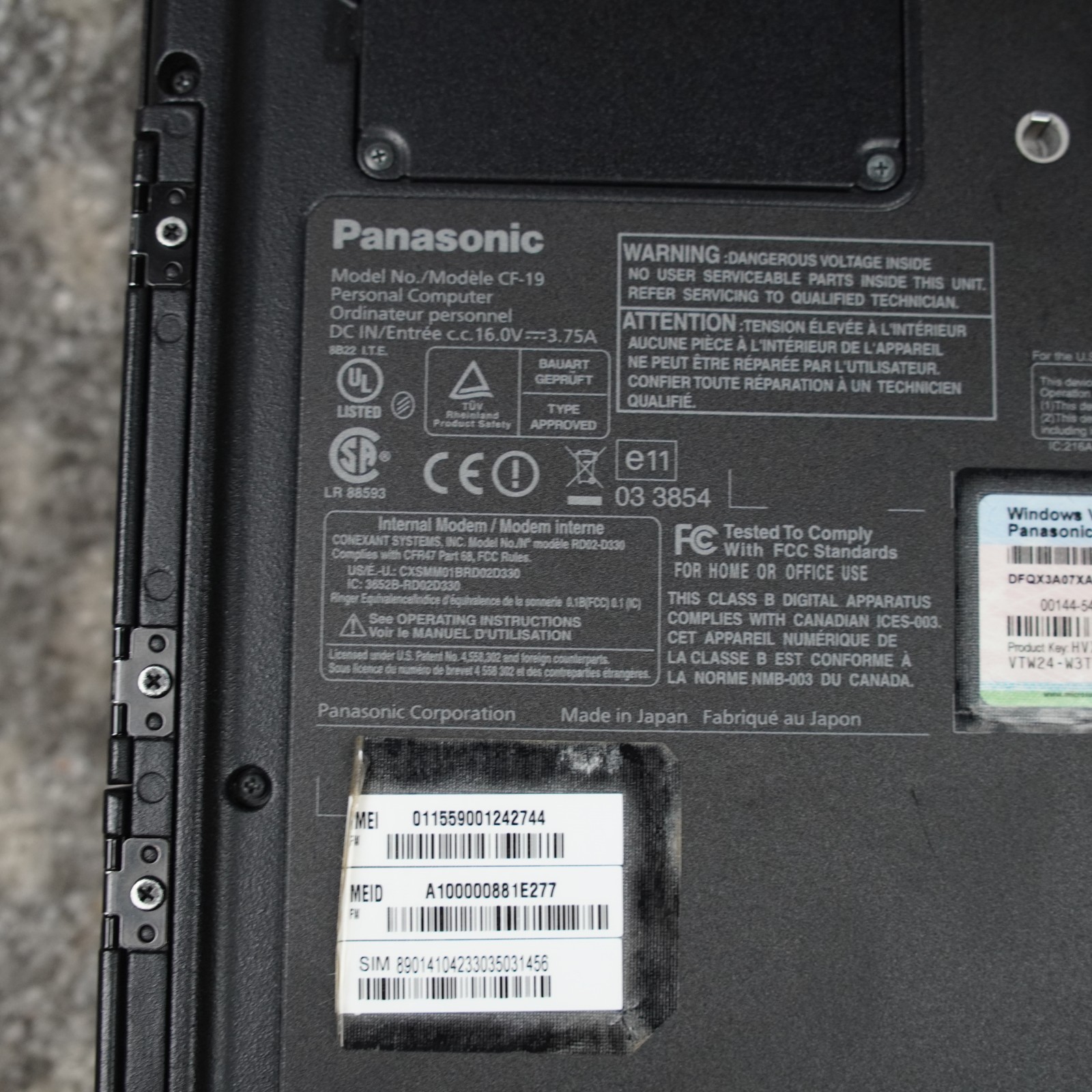 Panasonic ToughBook CF-19 10.1 Touch Laptop C2D U7500 1.06GHz 2GB RAM Untested