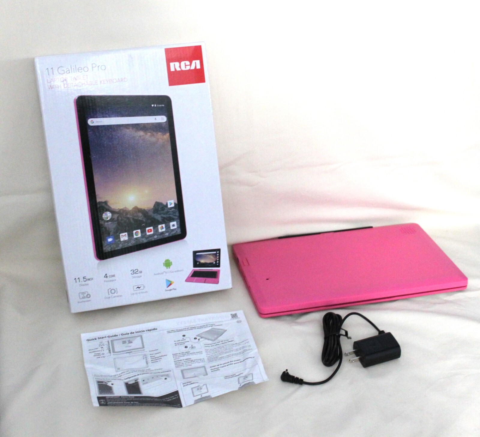 M-RCA 11 Galileo Pro Pink Laptop Tablet with Detachable Keyboard 11.5″ Display