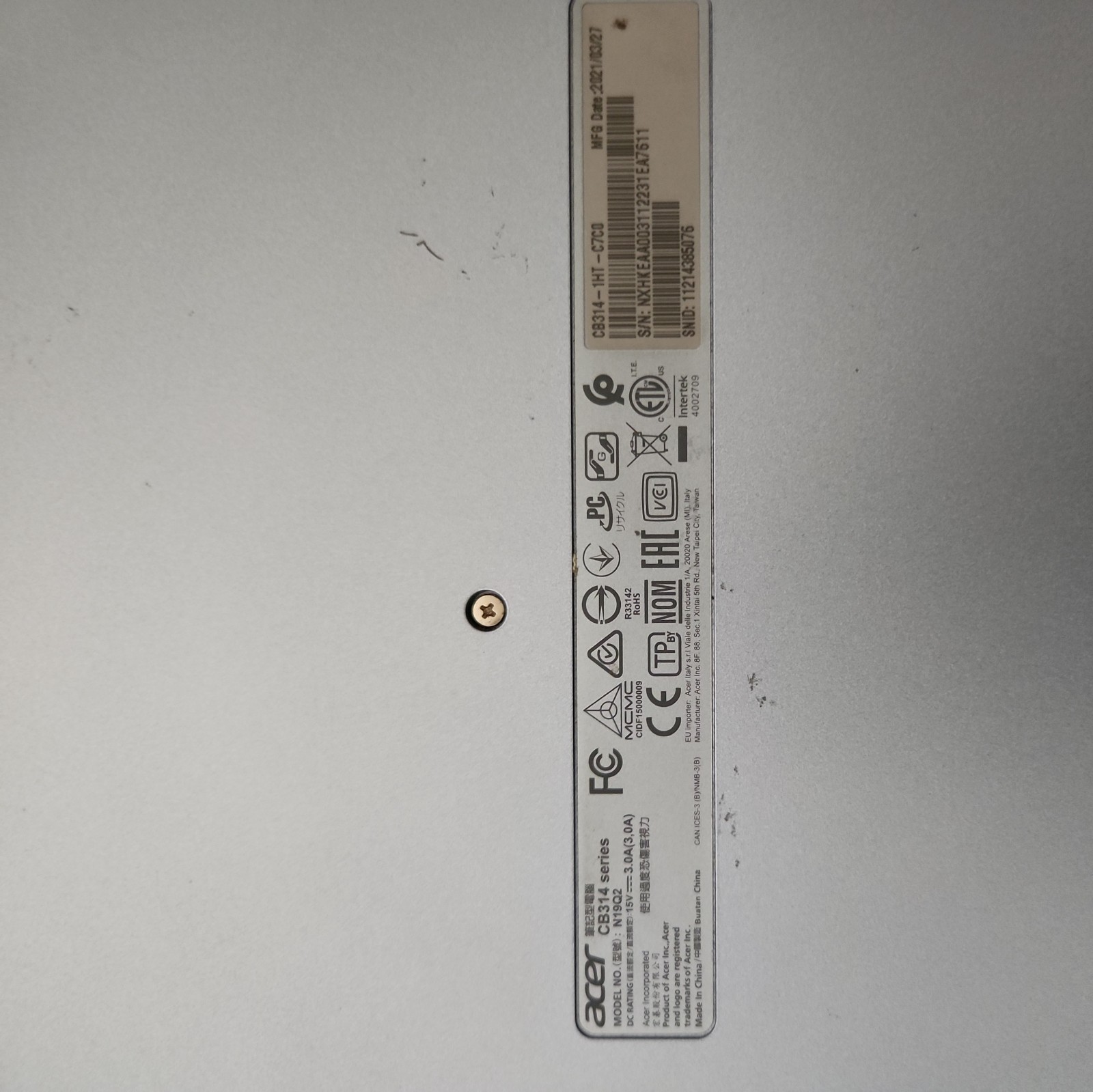 (No Box) Acer Chromebook CB314-1HT-C7C0 Laptop 14″ Touchscreen – NX.HKEAA.003