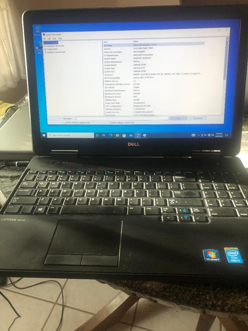 Dell latitude E5440 laptop-15.5 inch Screen-Intel core i5, windows 10-no battery