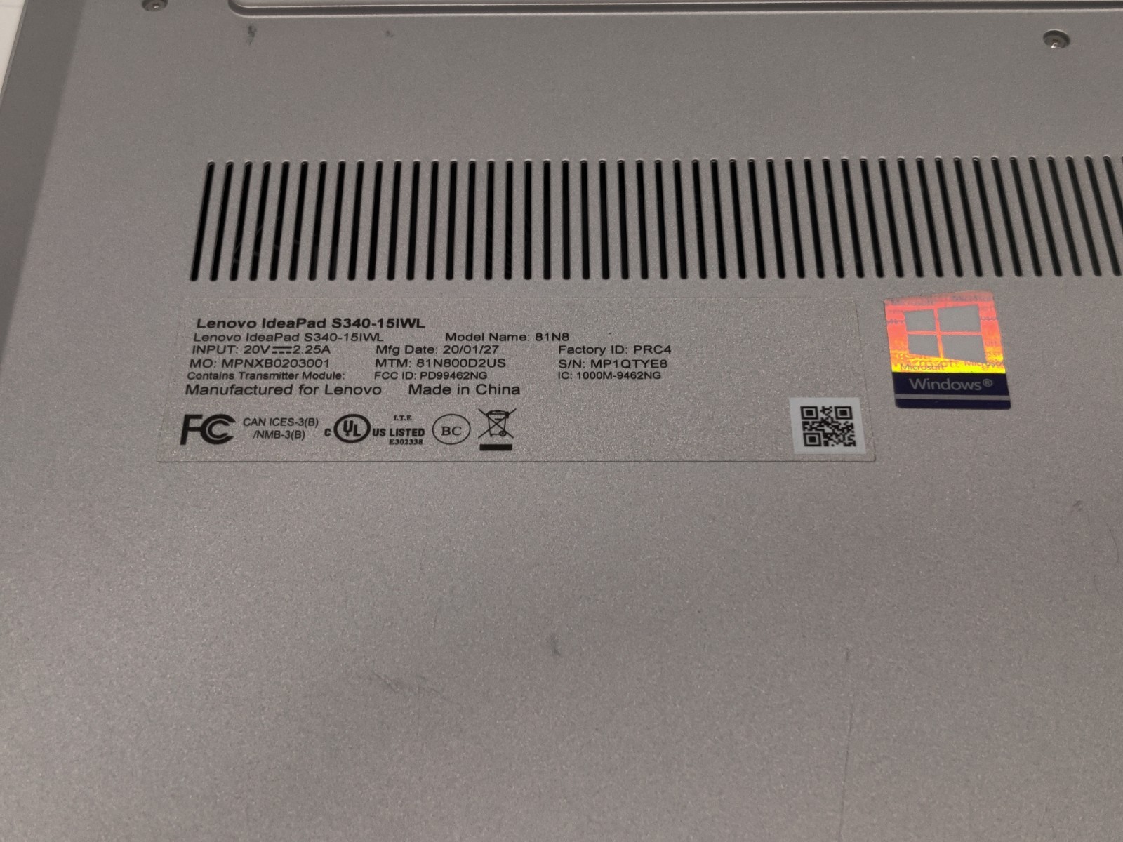 Lenovo IdeaPad S340-15IWL 15.6″ Laptop | Intel i3-8145U | 8GB RAM | 1TB HDD