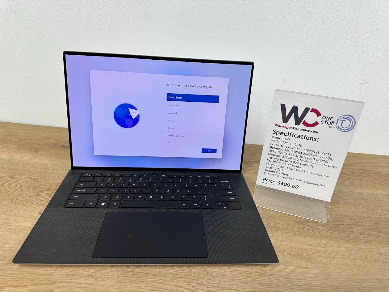 Dell XPS 15-9510, Core i9 11900H, 32GB DDR4, RTX 3050 Ti, 512GB SSD 2020