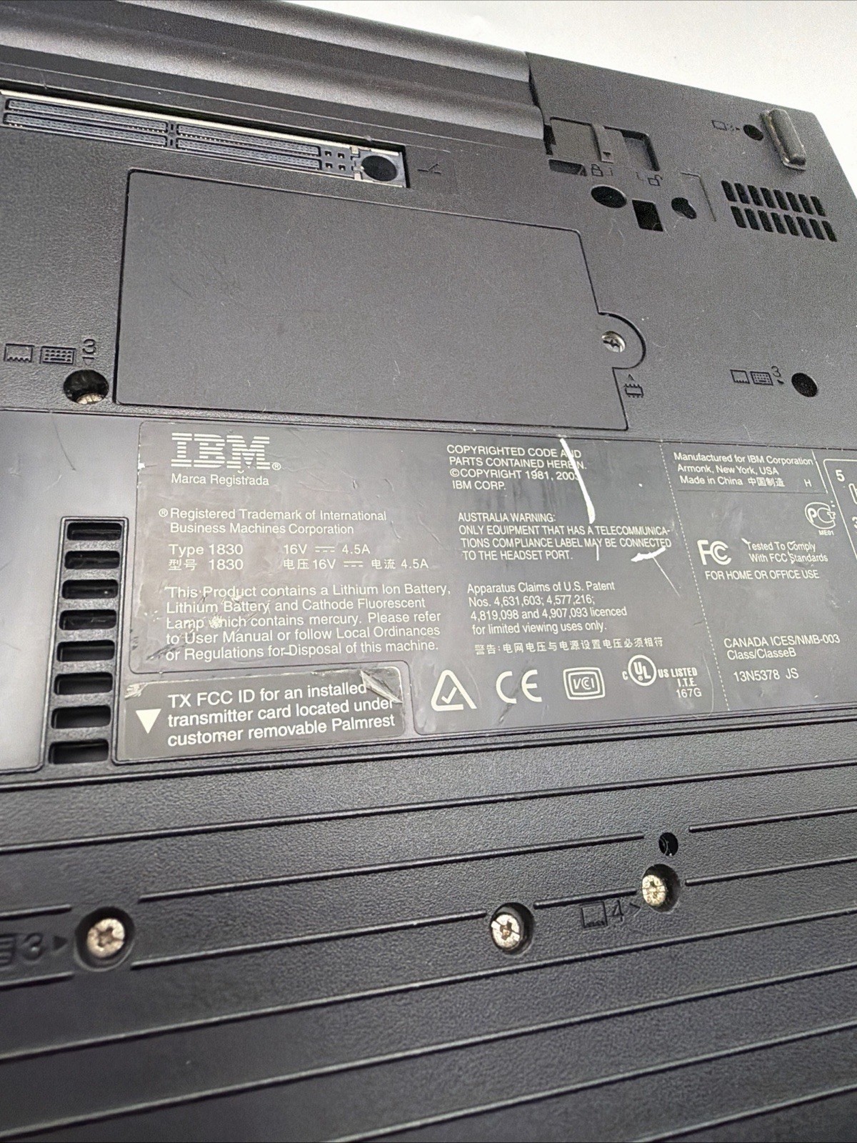 VINTAGE IBM ThinkPad R51 2883 Untested Parts Only