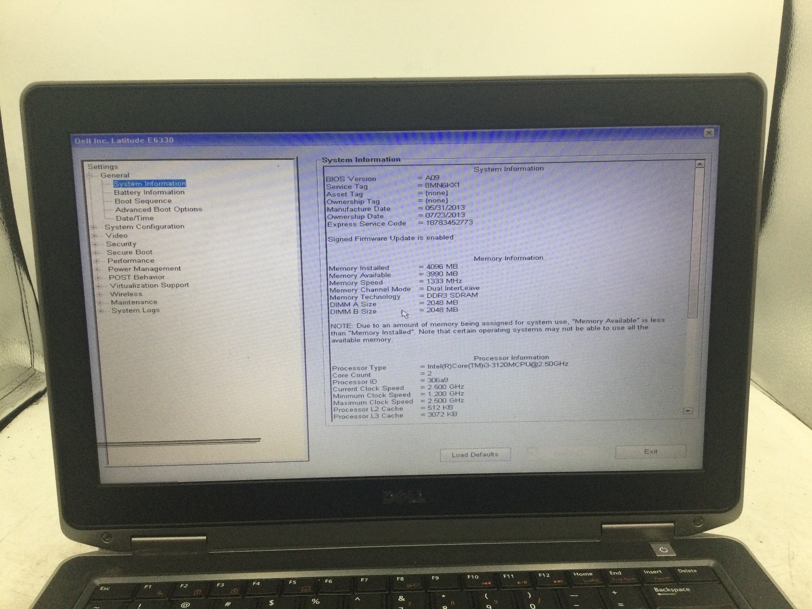 DELL LATITUDE E6330 – BOOTS TO BIOS – INTEL I3 3120 – 4GB RAM – 13″ – READ – BB!