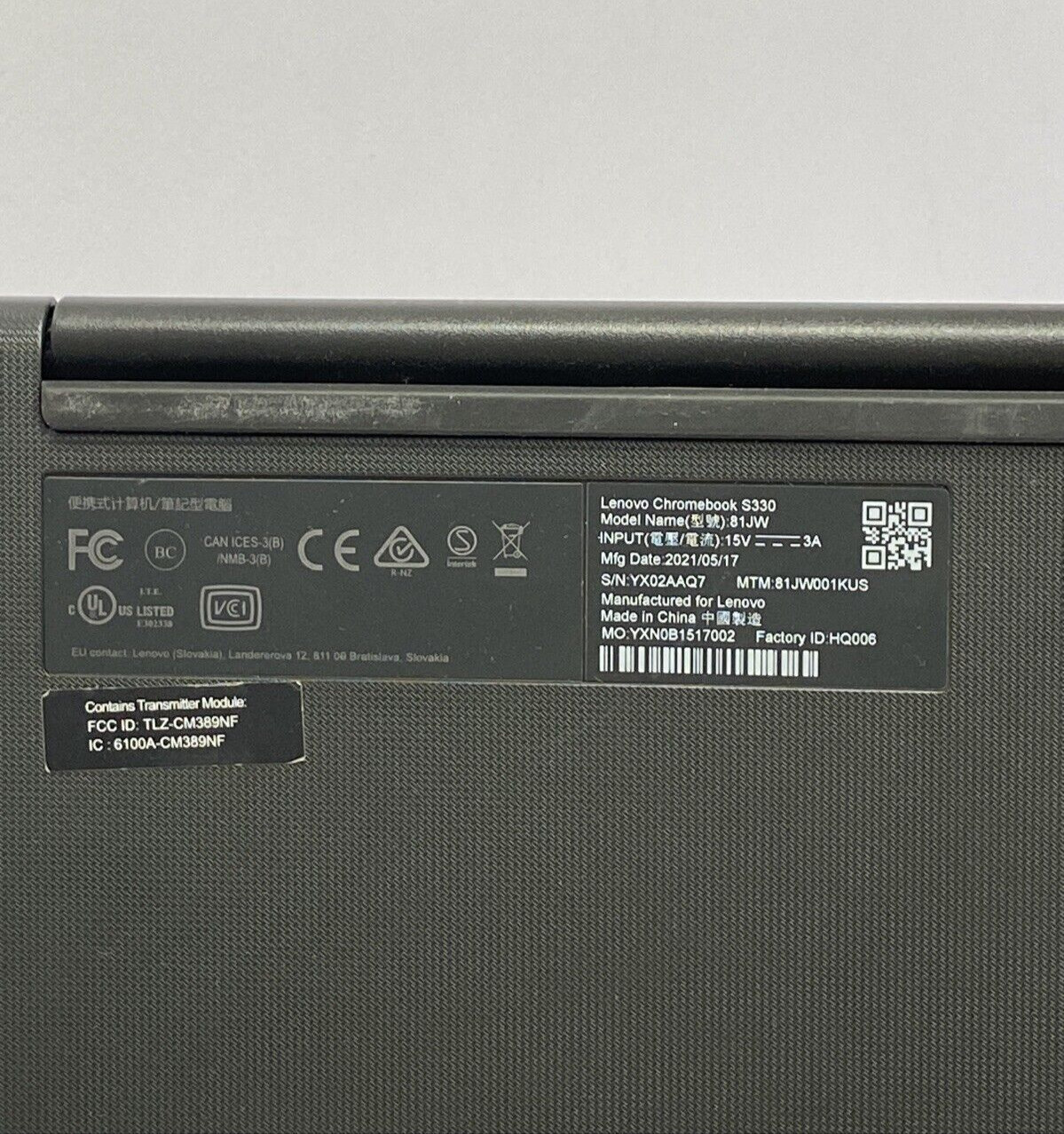 Lenovo Chromebook S330 Laptop Only