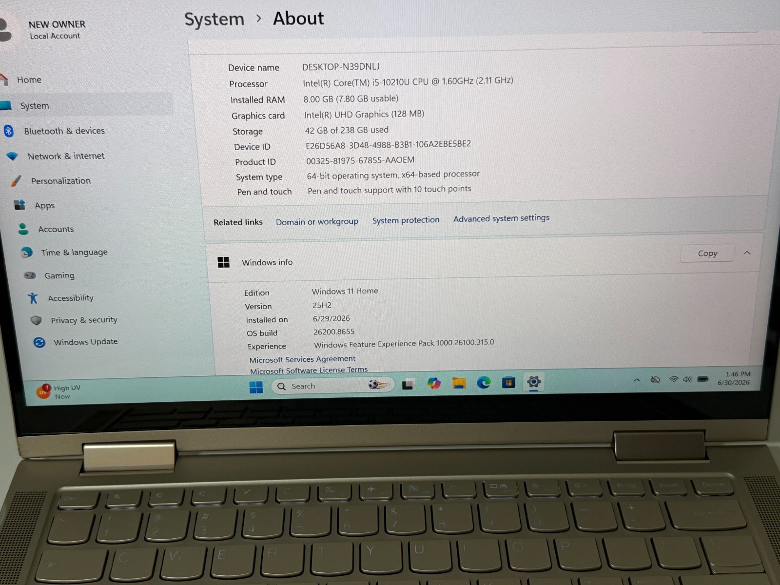 Lenovo Yoga C740-14IML 14″ Touch i5-10210U 8GB RAM 256GB Win11H READ!!!!!