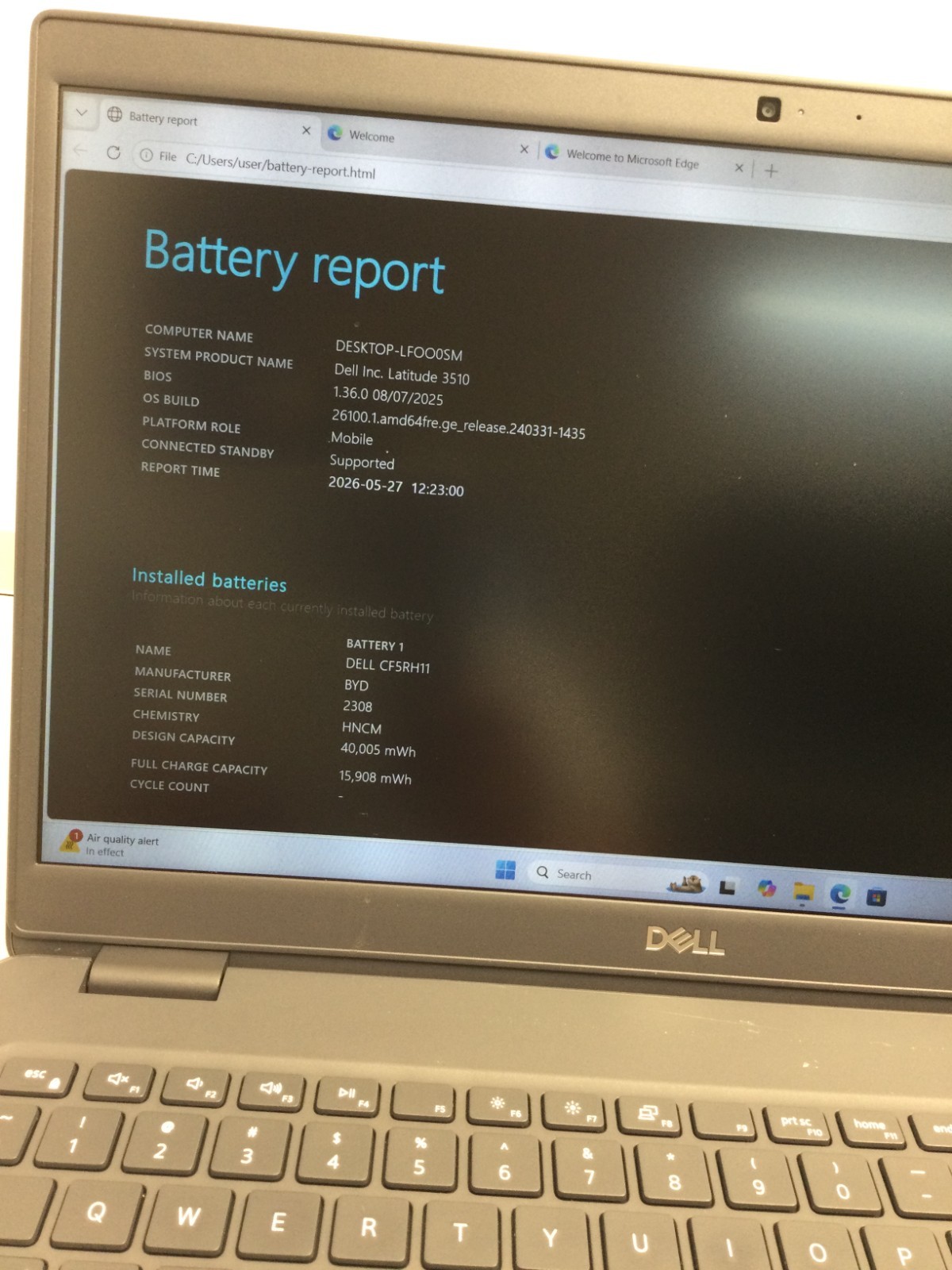 Dell Latitude 3510 15.6″intel core i5-10210U 1.60GHz 8GB RAM 128GB SSD W11P