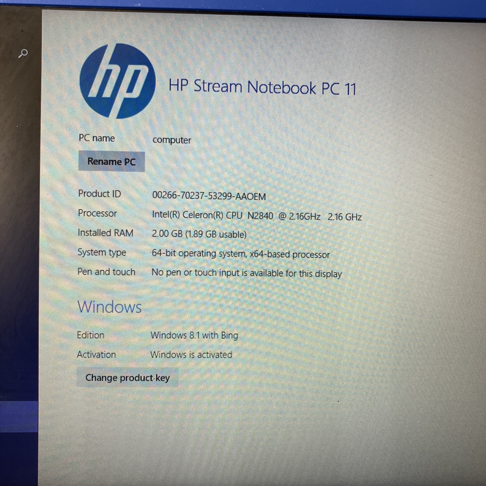 HP Stream RTL 8723 BE Laptop. Fully Functional Windows 8 No Charger