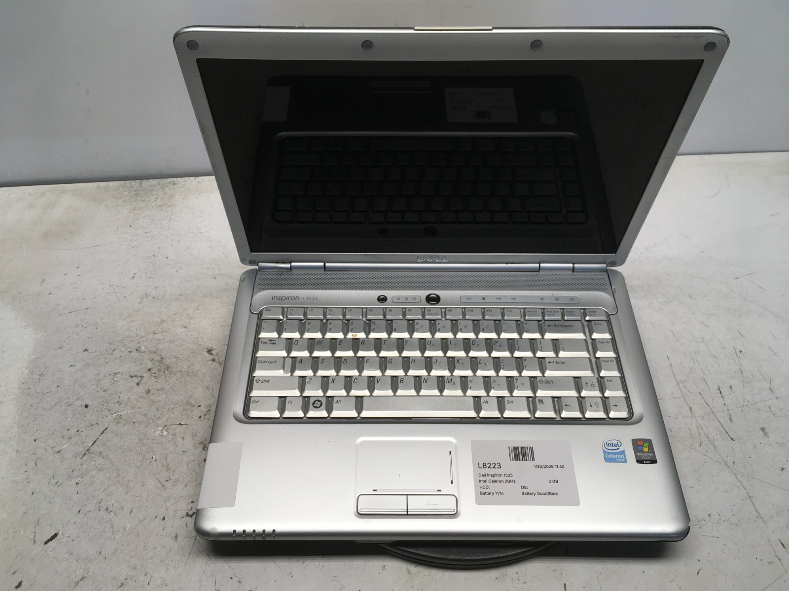 Dell Inspiron 1525 Intel Celeron 2GHz 2 GB NO HDD