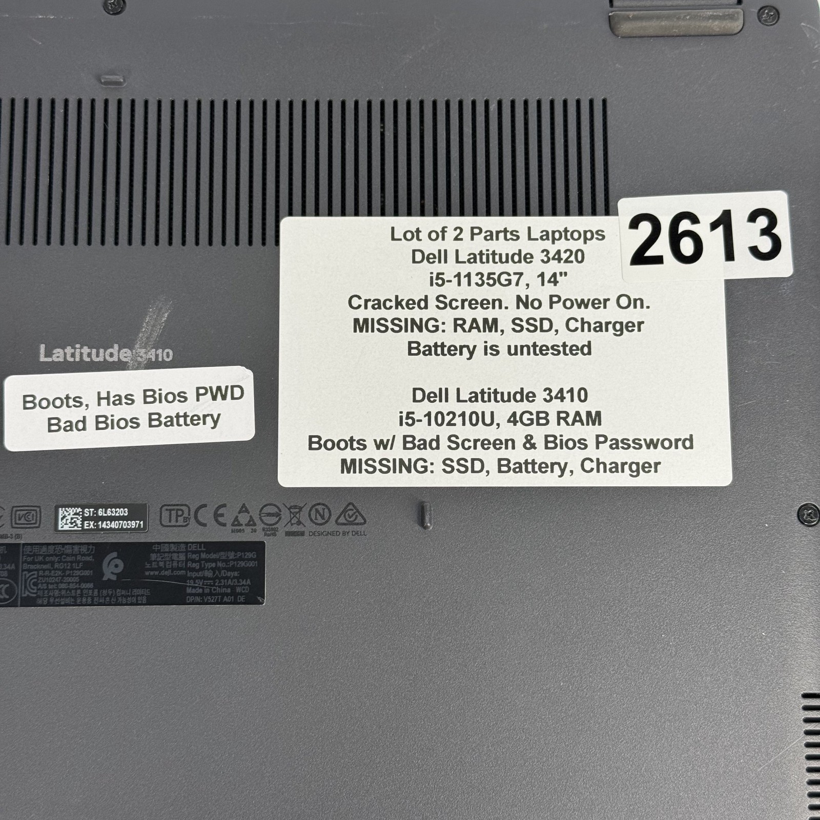 Lot of 2 Laptops Dell Latitude 3420 i5-1135G7 & 3410 i5-10210U 14″ AS IS PARTS