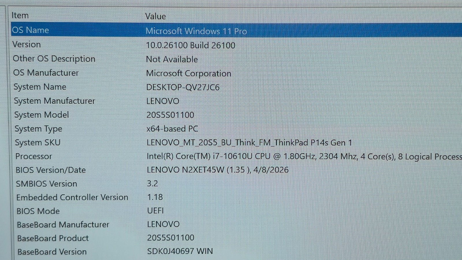 Lenovo ThinkPad P14S Gen 1- Intel i7-10610U, 48GB RAM, 1TB SSD NVIDIA P520 Touch