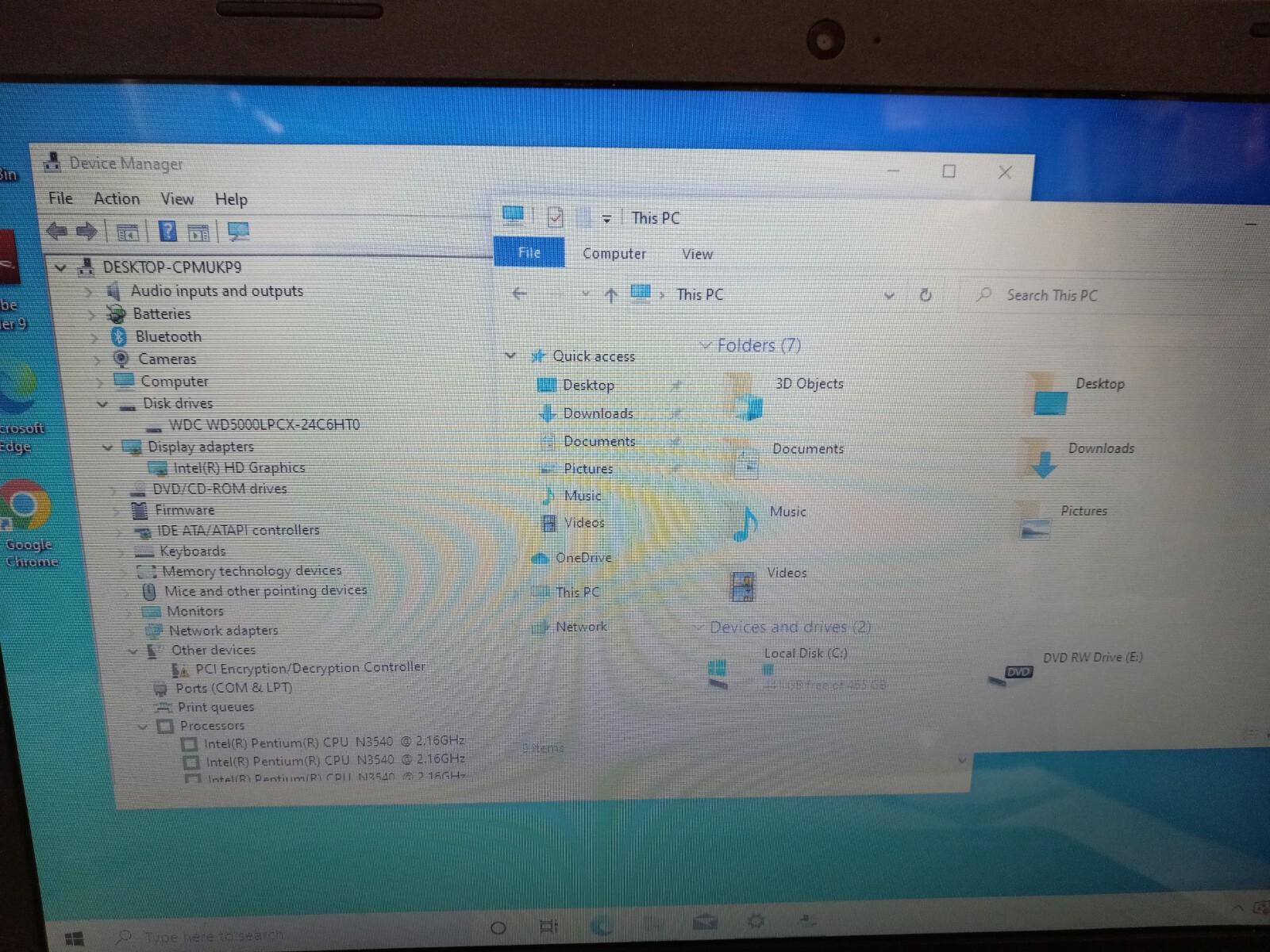 Lenovo IdeaPad 100-15IBY 15.6″ Intel Pentium N3540 2.16GHz 4GB Ram BT DVD Win10H