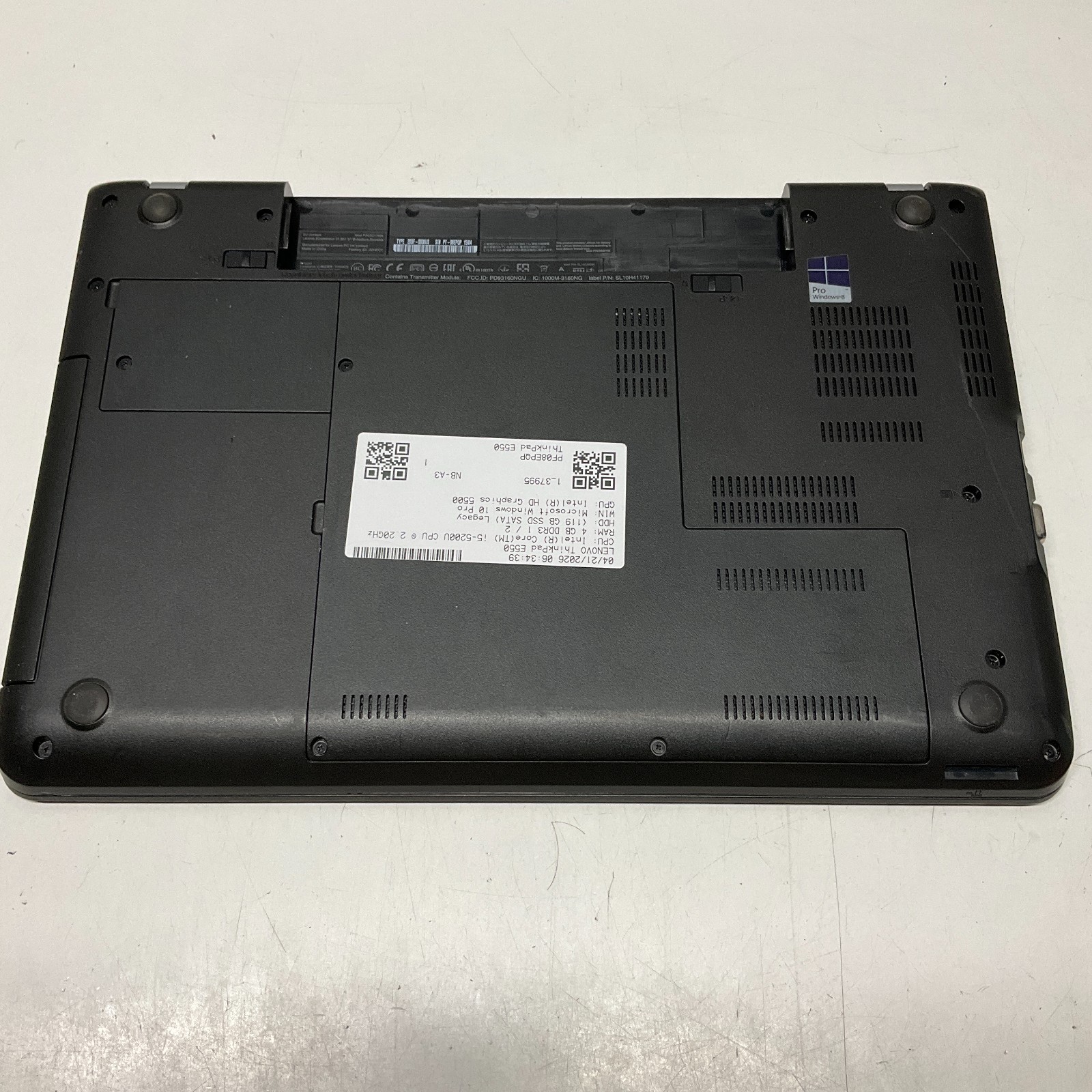 Lenovo ThinkPad E550 Intel i5-5200U 2.2GHz 4GB 128GB SSD Windows 10 Pro NO BATT