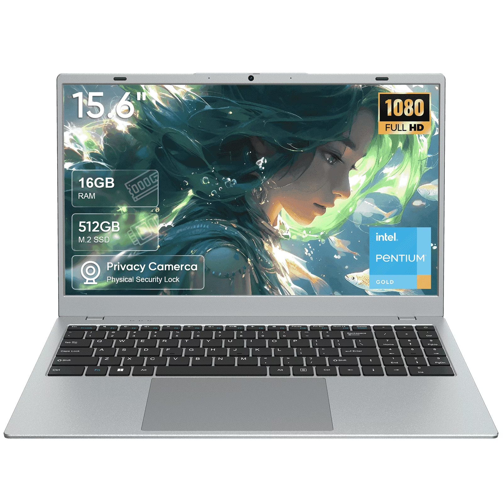 Coolby 15.6″ Full HD Laptop with MS Office 2024,16GB RAM 512GB SSD Laptops,6500Y