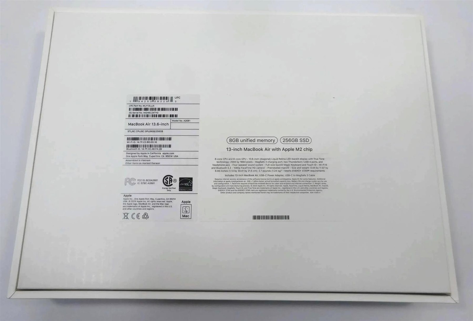 Apple MacBook Air 2022 A2681 13.6″ M2 8C CPU 3.5GHz 8GB 256GB SSD Open Box