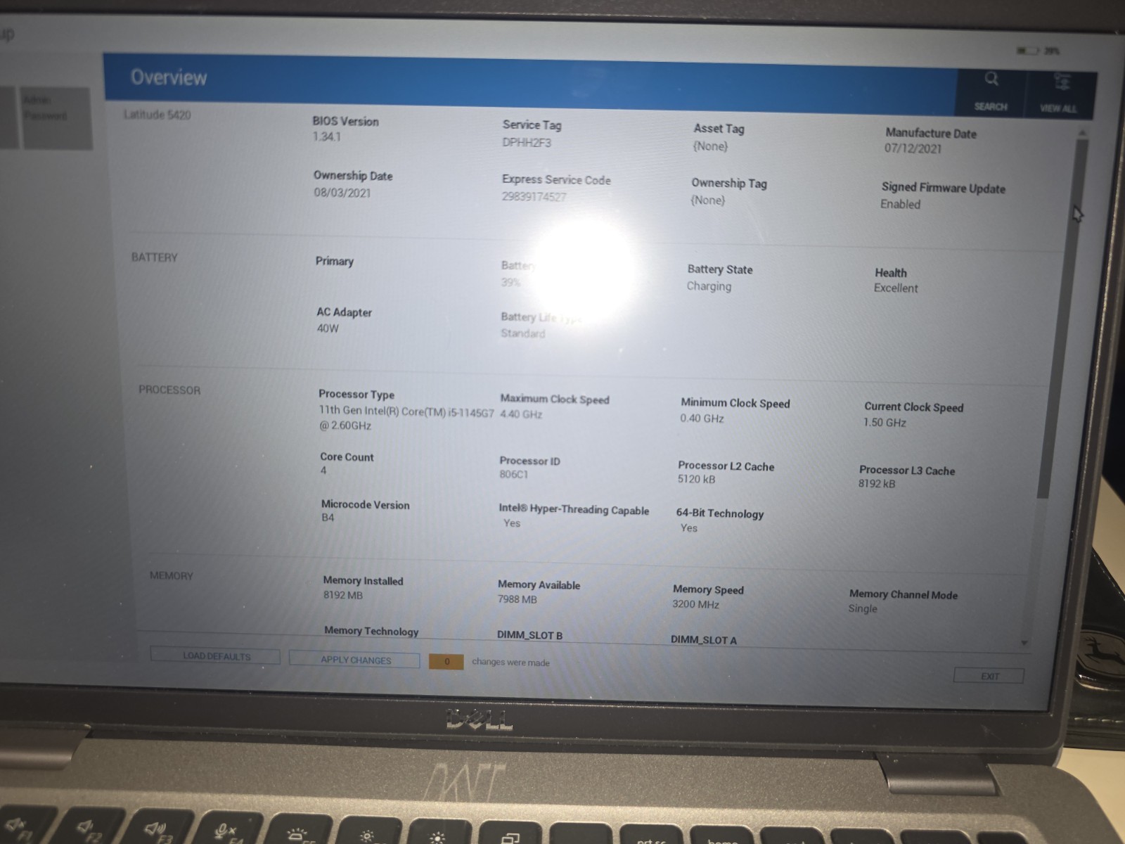 Dell Latitude 5420 14″ i5-1145G7 8GB 256GB SSD Win 11 Pro FHD Iris Xe