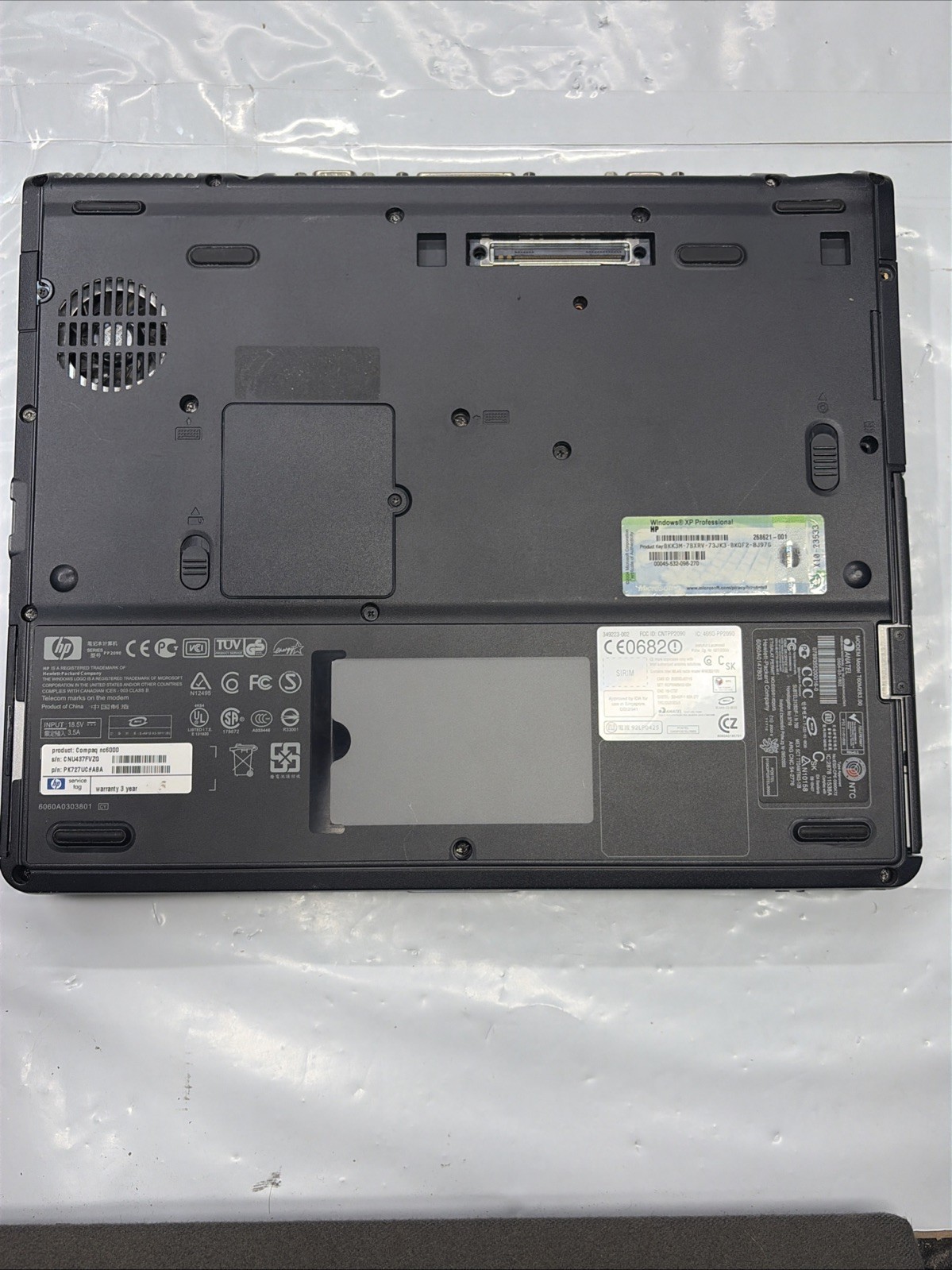 HP Compaq nc6000 Anatel T60M283.00 for Parts Or Repair, untested AS-IS condition