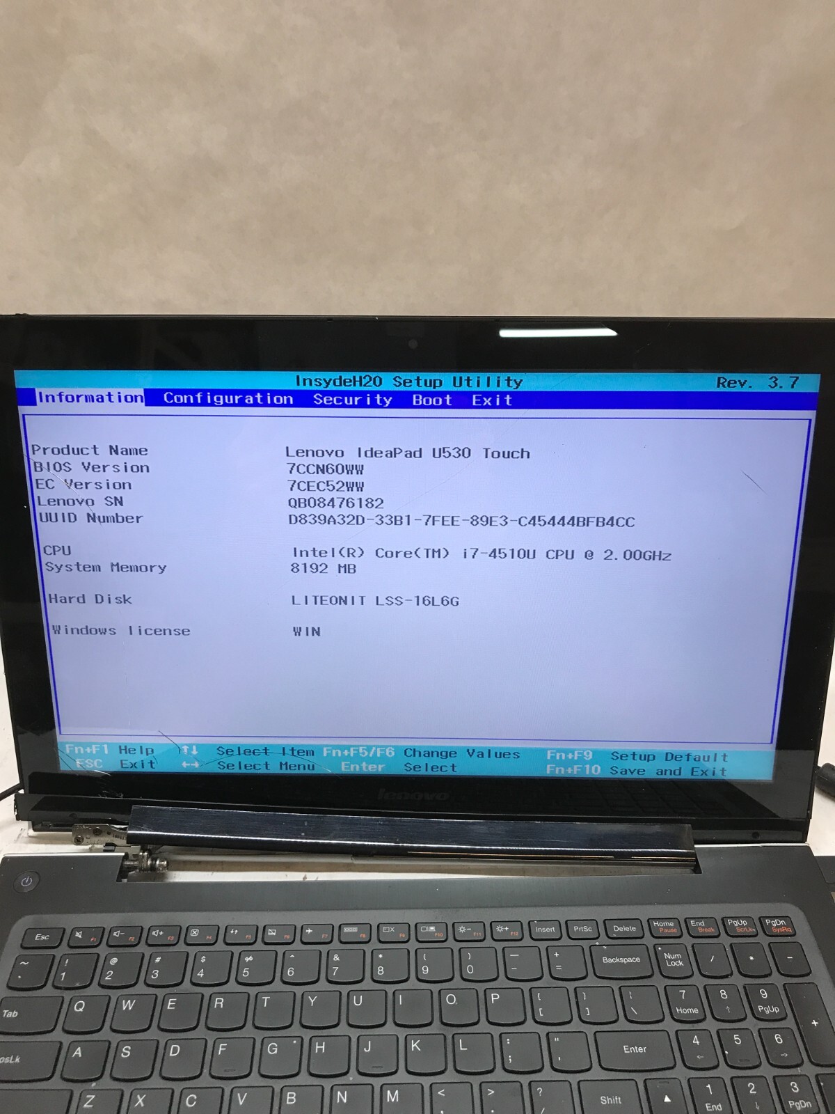 Lenovo IdeaPad U530 Touch 15″ Laptop Intel i7-4510U 2.0GHz 8GB RAM For Parts -DW