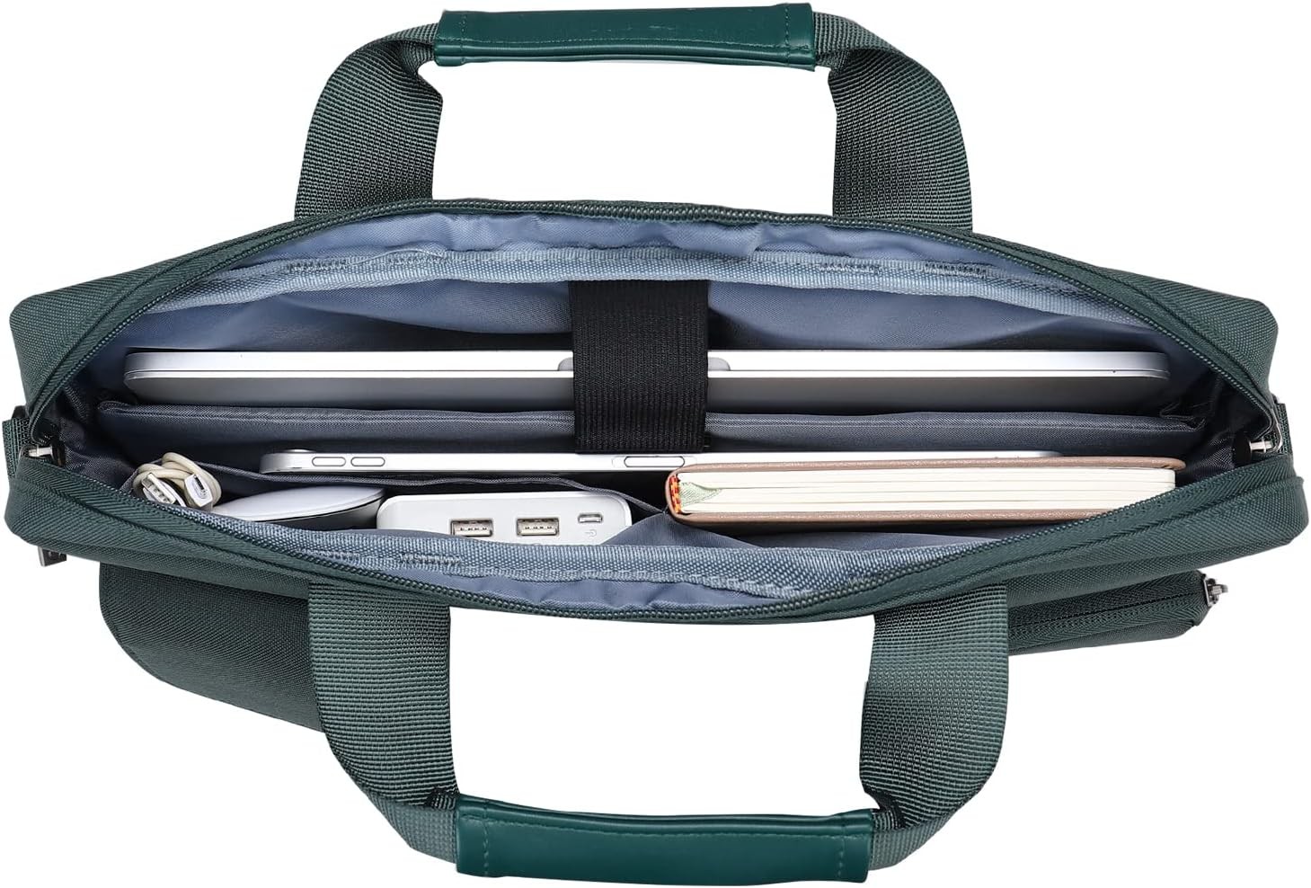 Sleeve for 15-15.6 inch Laptop with 2 Raised Pockets and Handle, Emerald Green