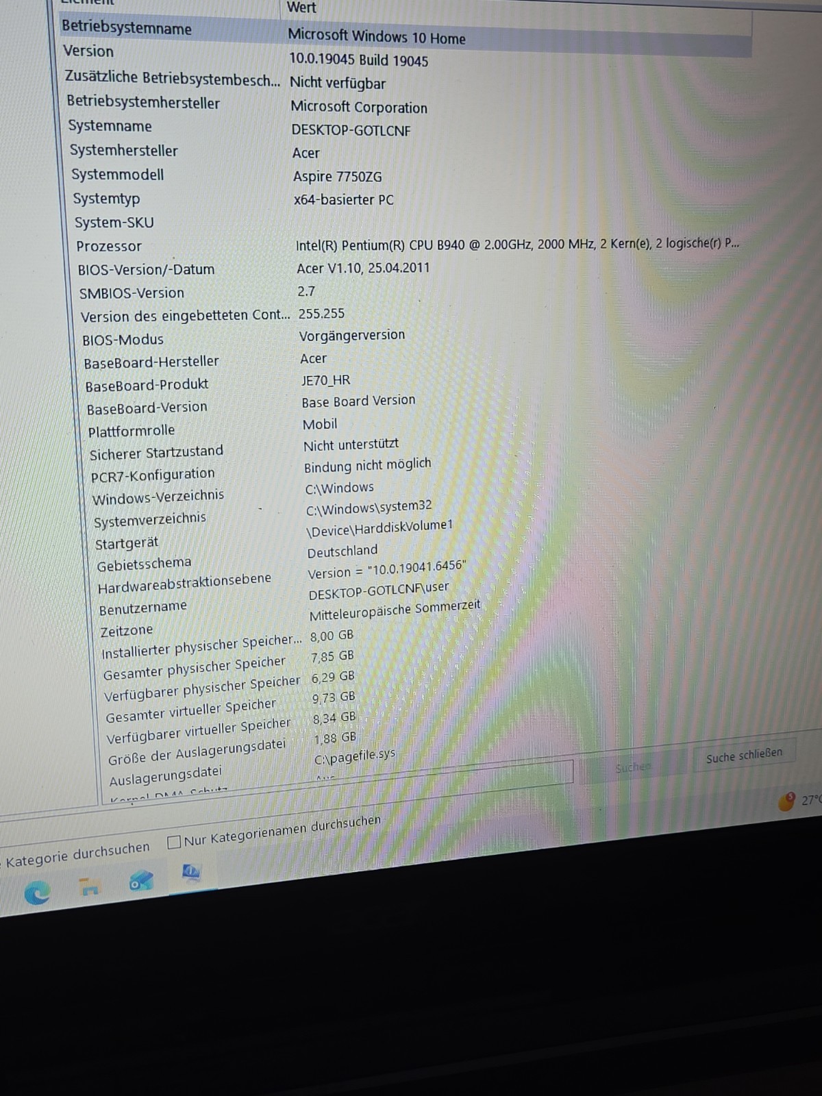 Acer Aspire 7750ZG 17.3 inch 8GB RAM 120GB SSD Radeon HD 6650M Windows 10
