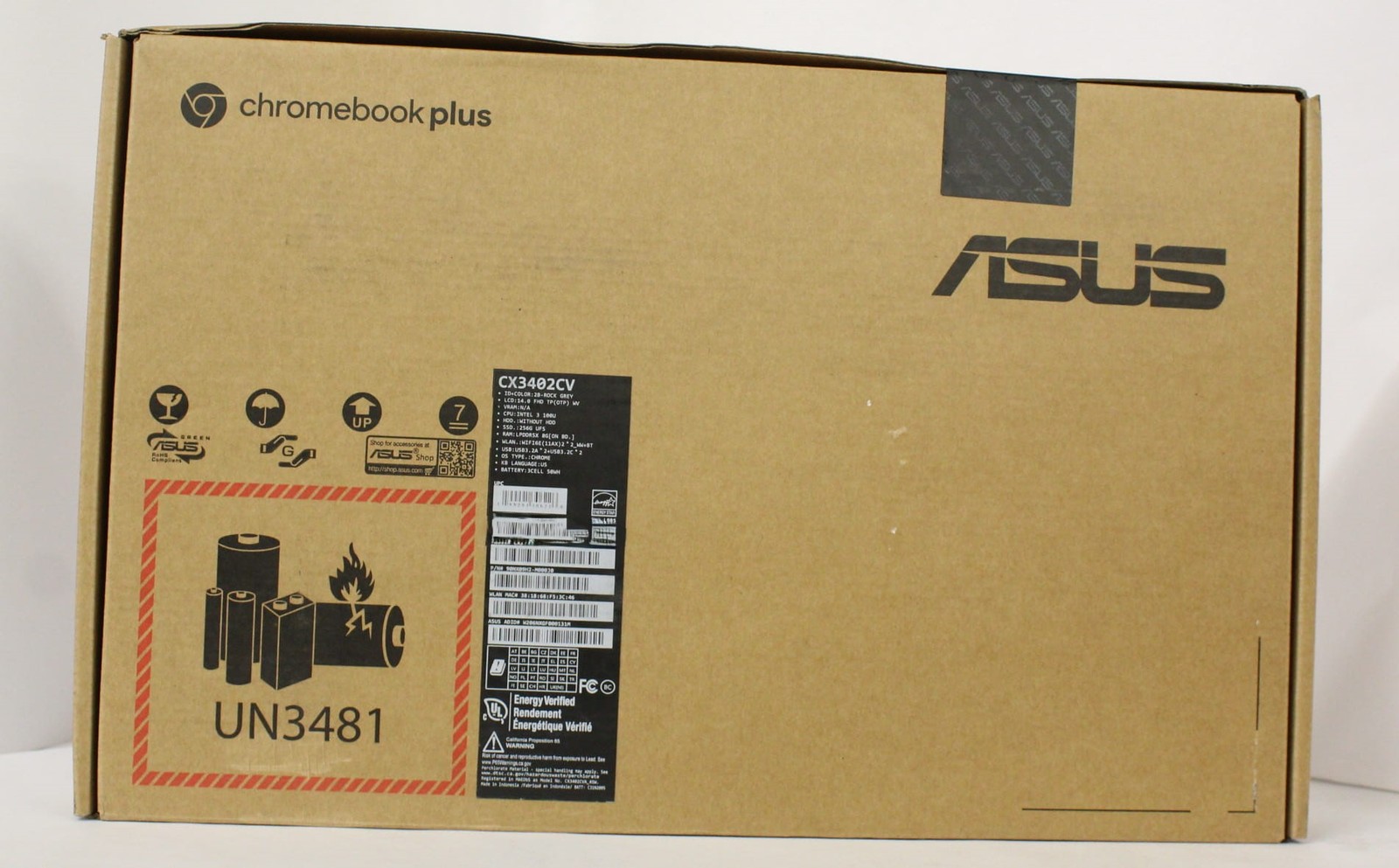 Asus Chromebook Plus CX34 14″ Intel i3 8/256 Gray Laptop
