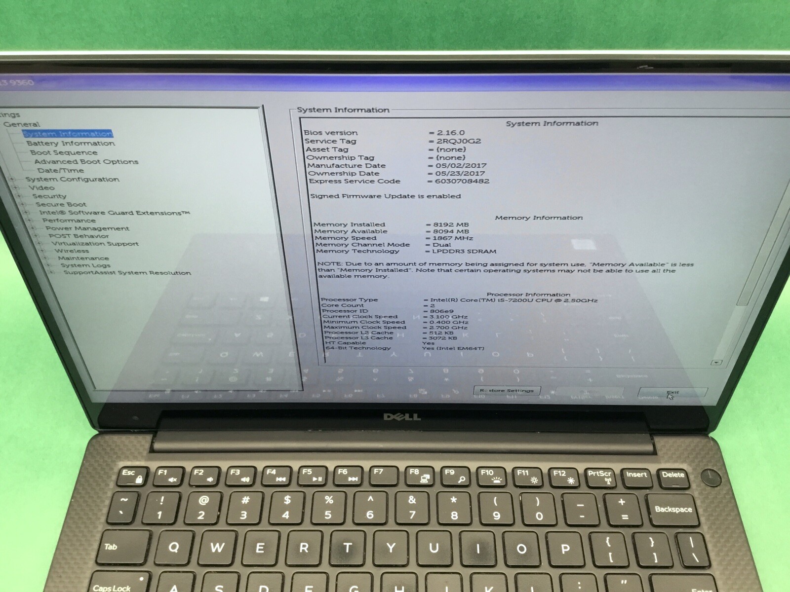 Dell XPS 13 9360 – 13” Laptop – POWERS ON – UNTESTED