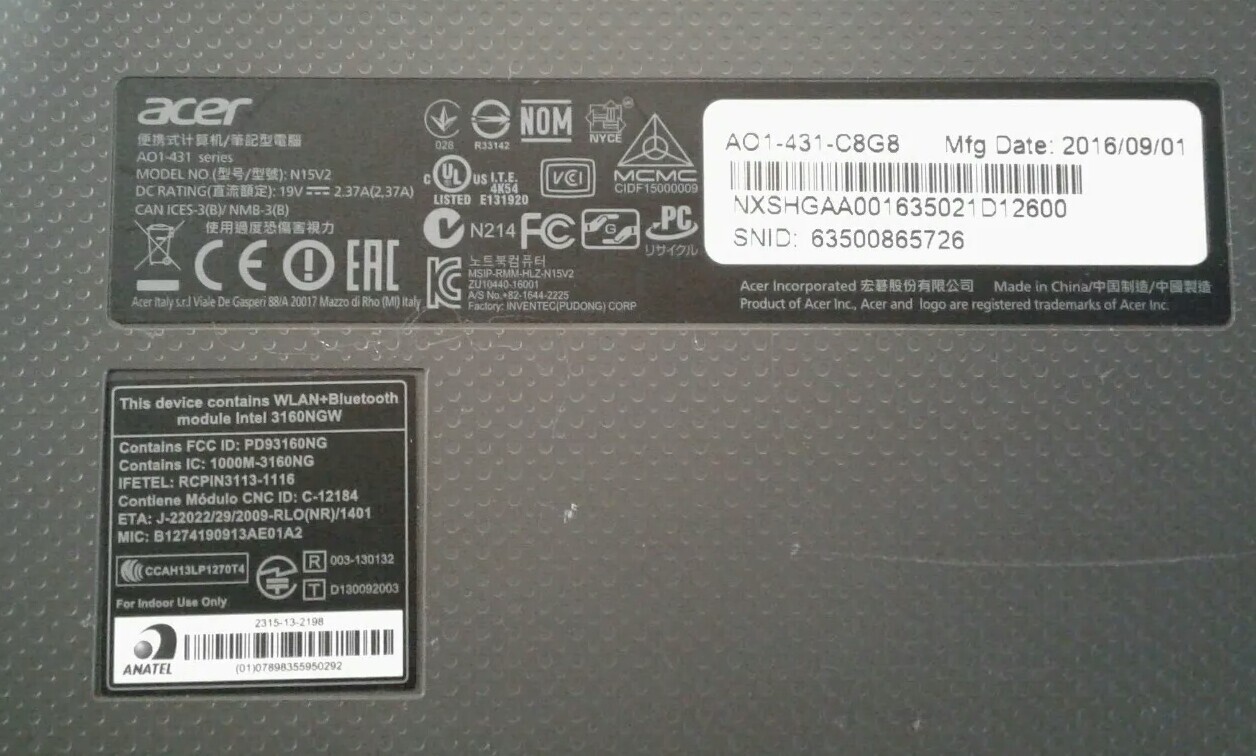2x Acer Aspire One Cloudbook 14″ AO1-431-C8G8 Celeron N30X0 2GB DDR3L 32GB eMMC