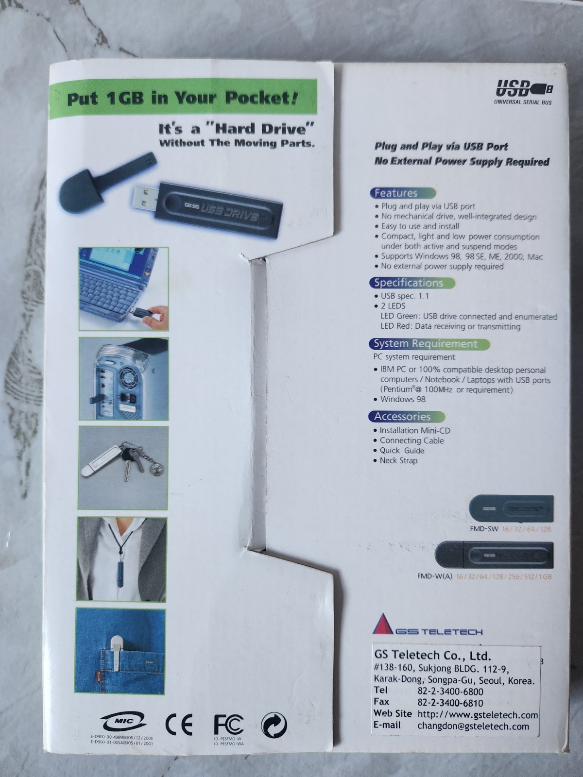 GS TELETECH 1GB HARD-DRIVE Worlds Smallest Drive Never Used In Box