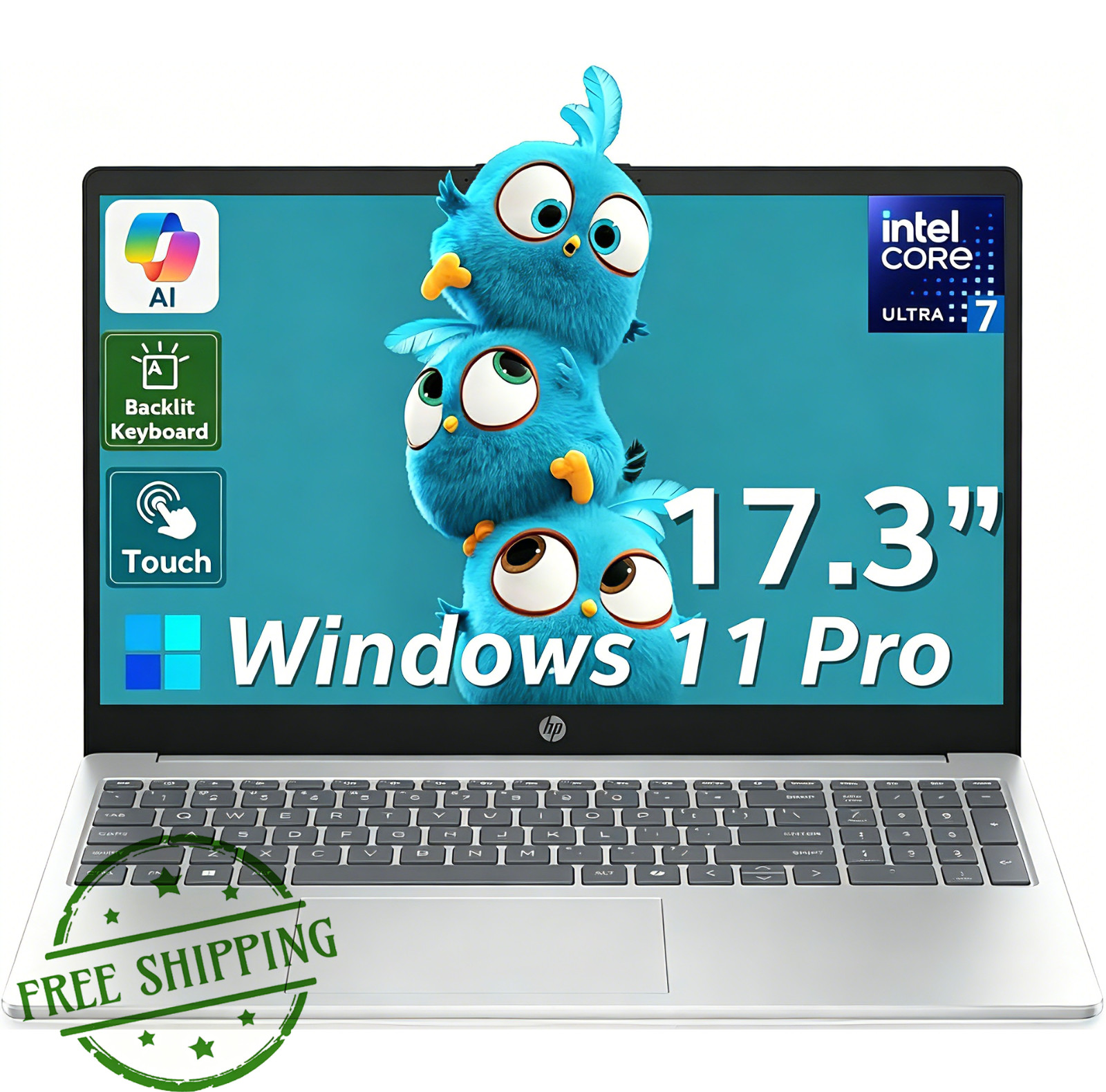 HP 17.3″ Touchscreen Laptop, Intel 12-Core Ultra7, UP TO 32GB RAM + 2TB SSD