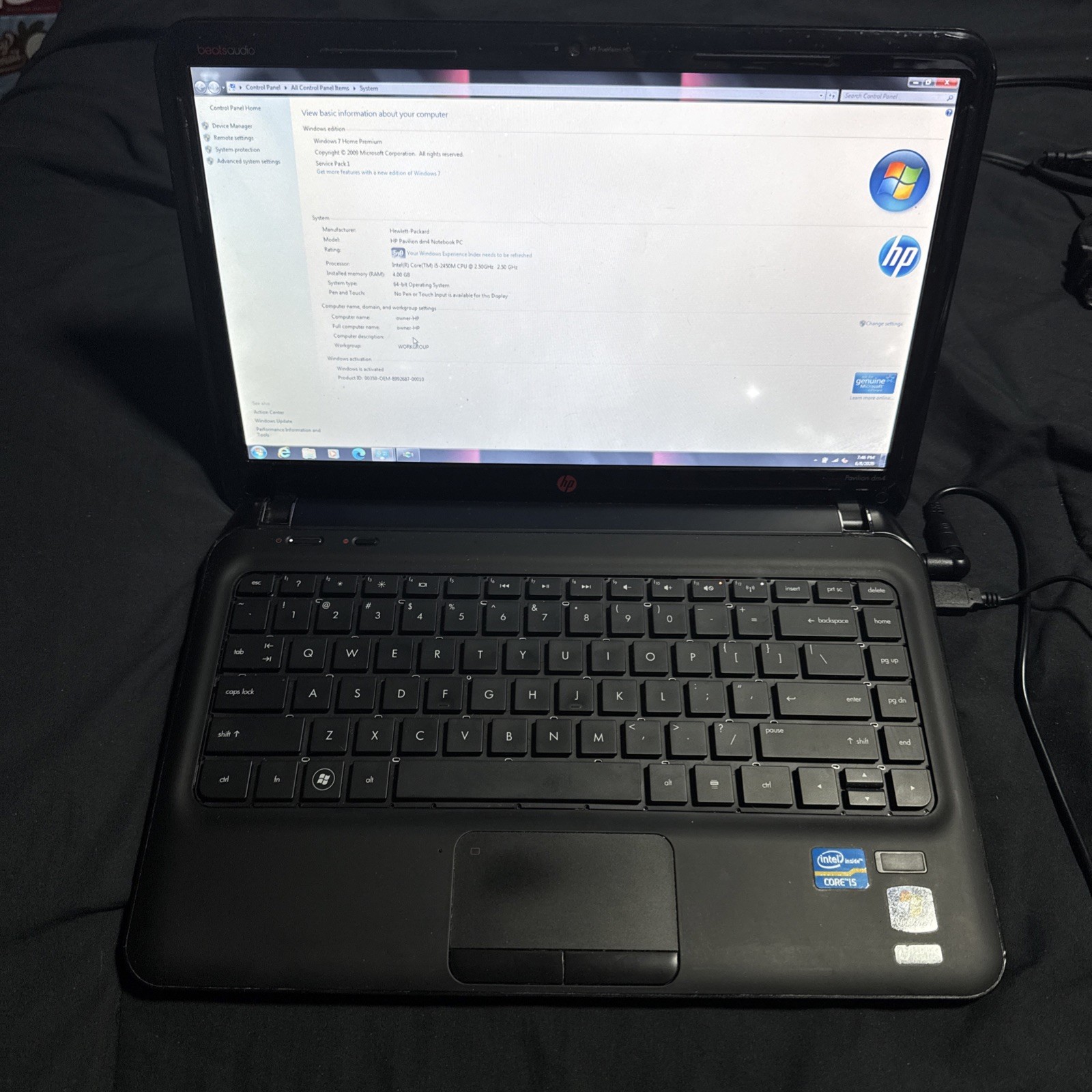 HP Pavilion DM4-3099se DM4-1100 Beats Ed. 2.5GHz i5 2450M 8Gb 620GB Genuine Win7