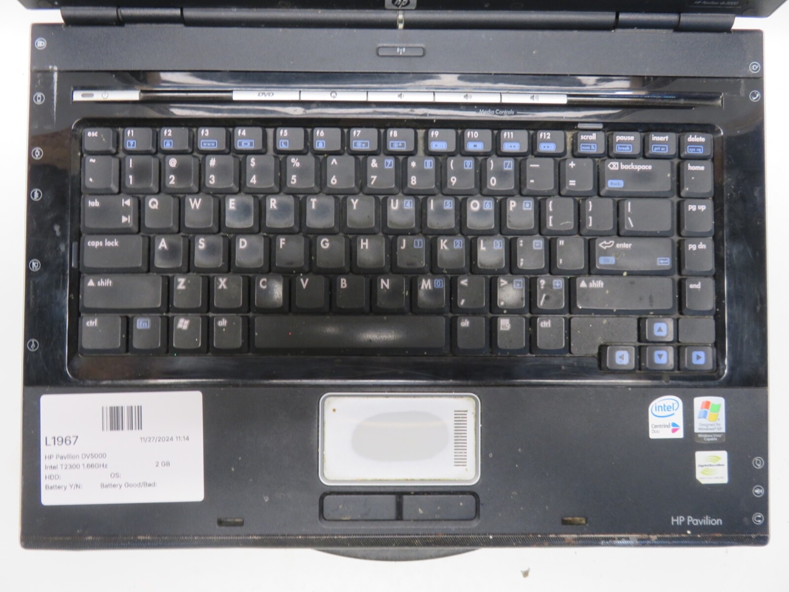 HP Pavilion DV5000 Intel T2300 1.66GHz 2 GB NO HDD No Batt