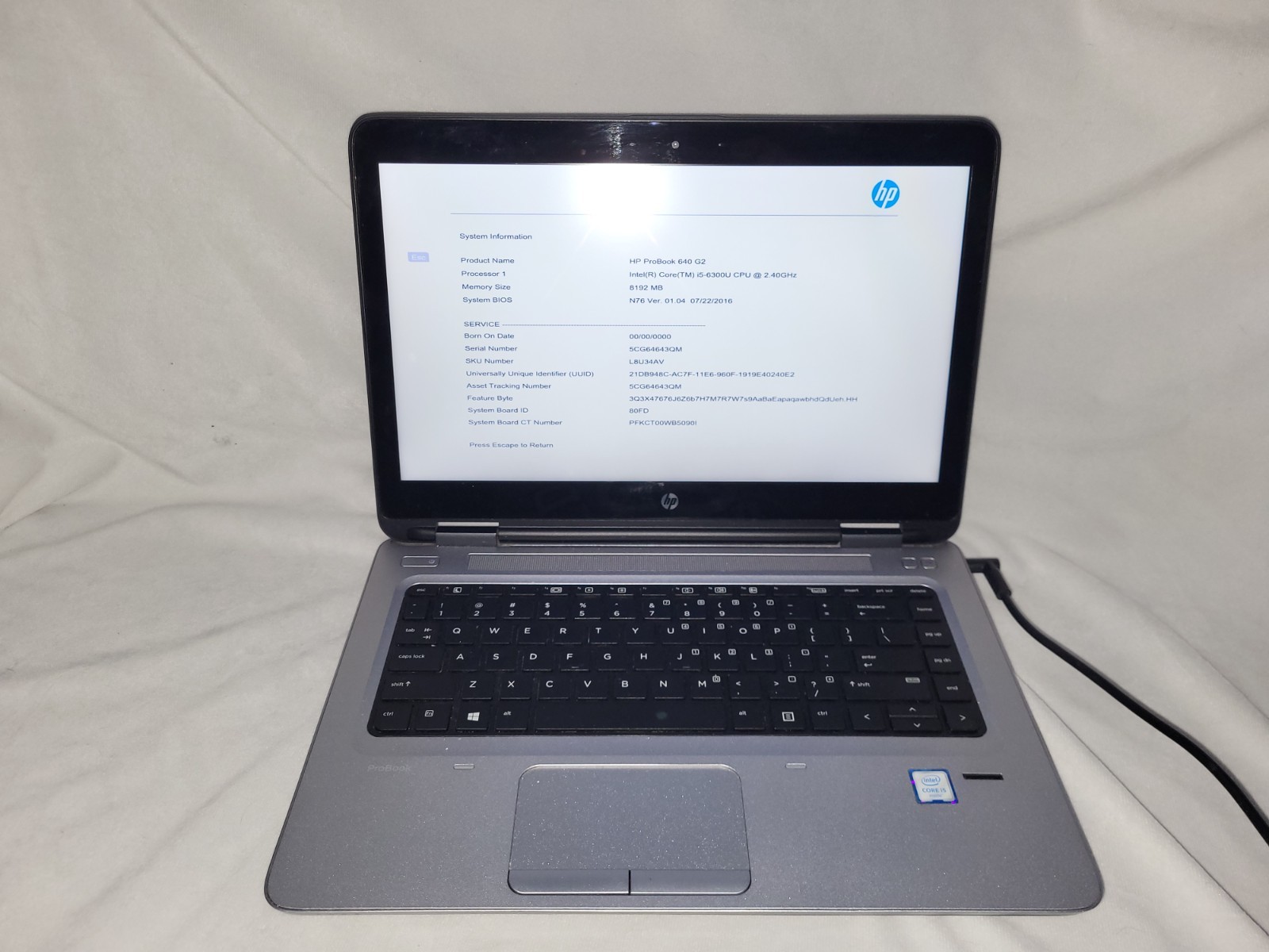 ProBook 640 G2 14″ Laptop Intel Core i5 2.3- 8GB RAM -No Hard Drive