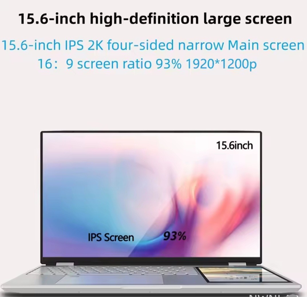 Dual Touchscreen Laptop 15.6 Inch+7 Inch 32G DDR4 2TB SSD Fingerprint Unlock