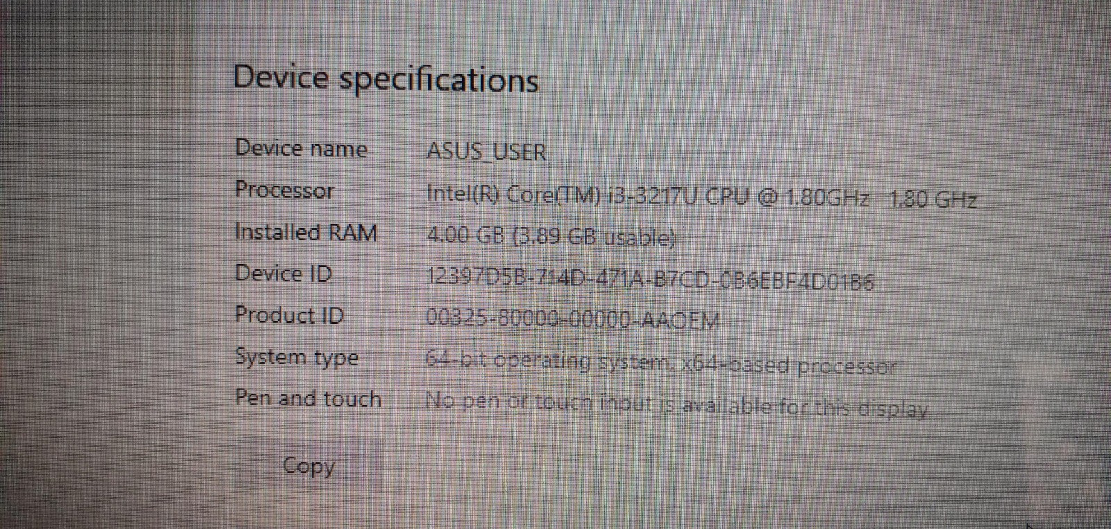 ASUS X551C WIN 10-64 BIT OS INTEL i3-3217U 1.8GHZ 4GB RAM 500GB HD 15.6 NOTEBOOK