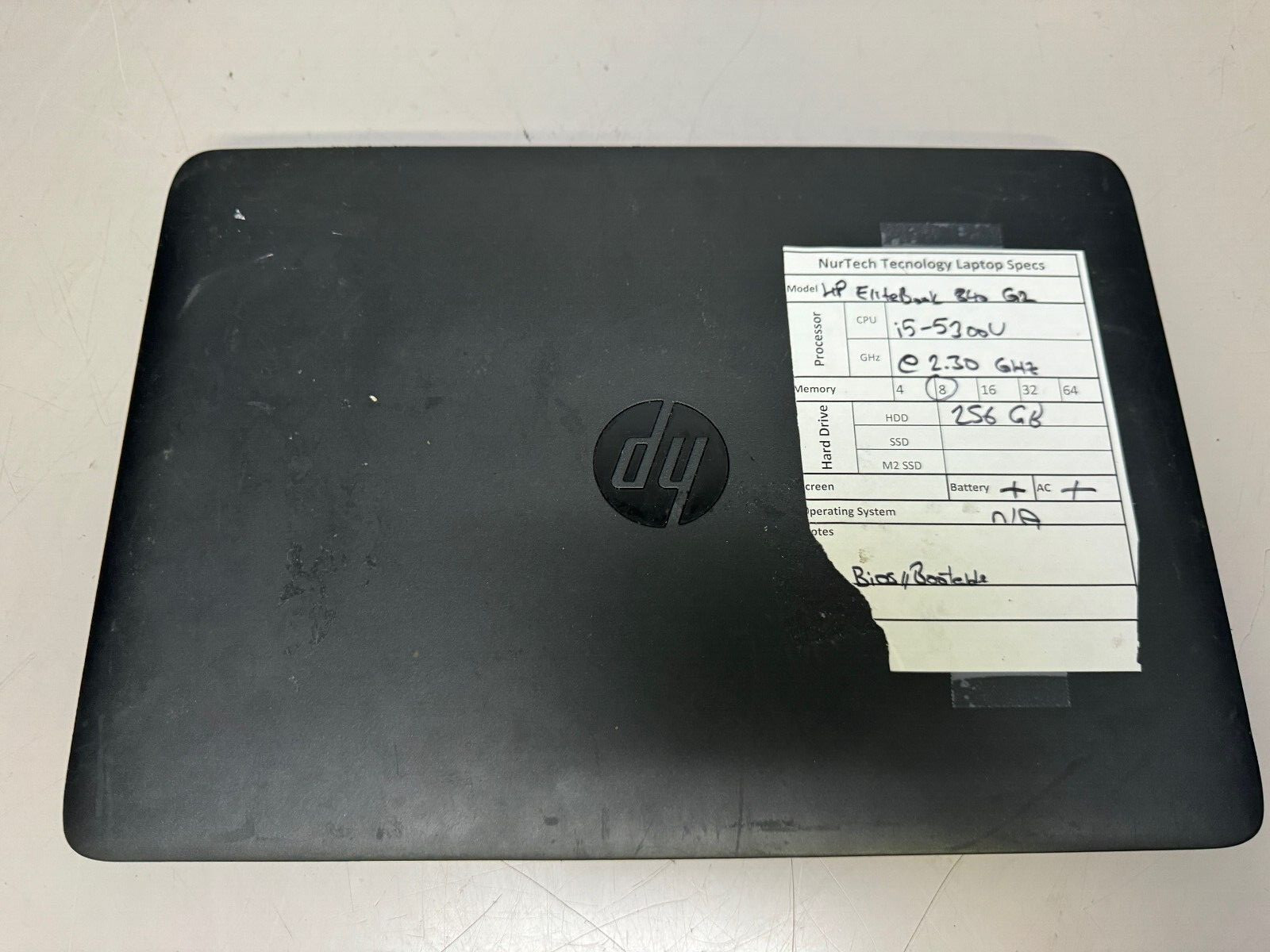 HP EliteBook 840 G2 14” i5-5300U 2.3GHz 8GB/256GB [NO OS] Laptop +AC [BIOS]