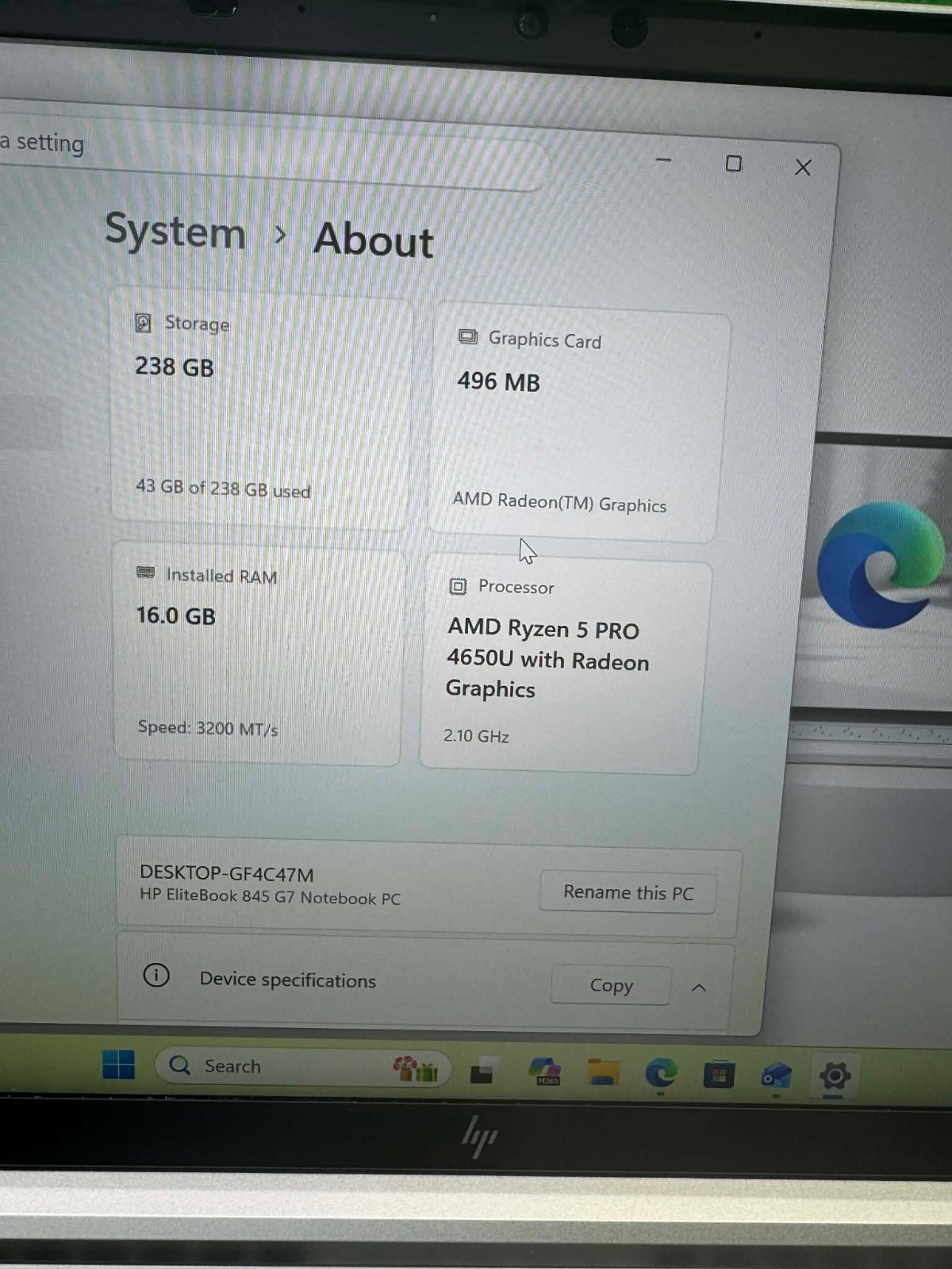 HP EliteBook 845 G7 Ryzen 5 16GB RAM 256GB SSD Fresh Windows 14″ Fast Shipping