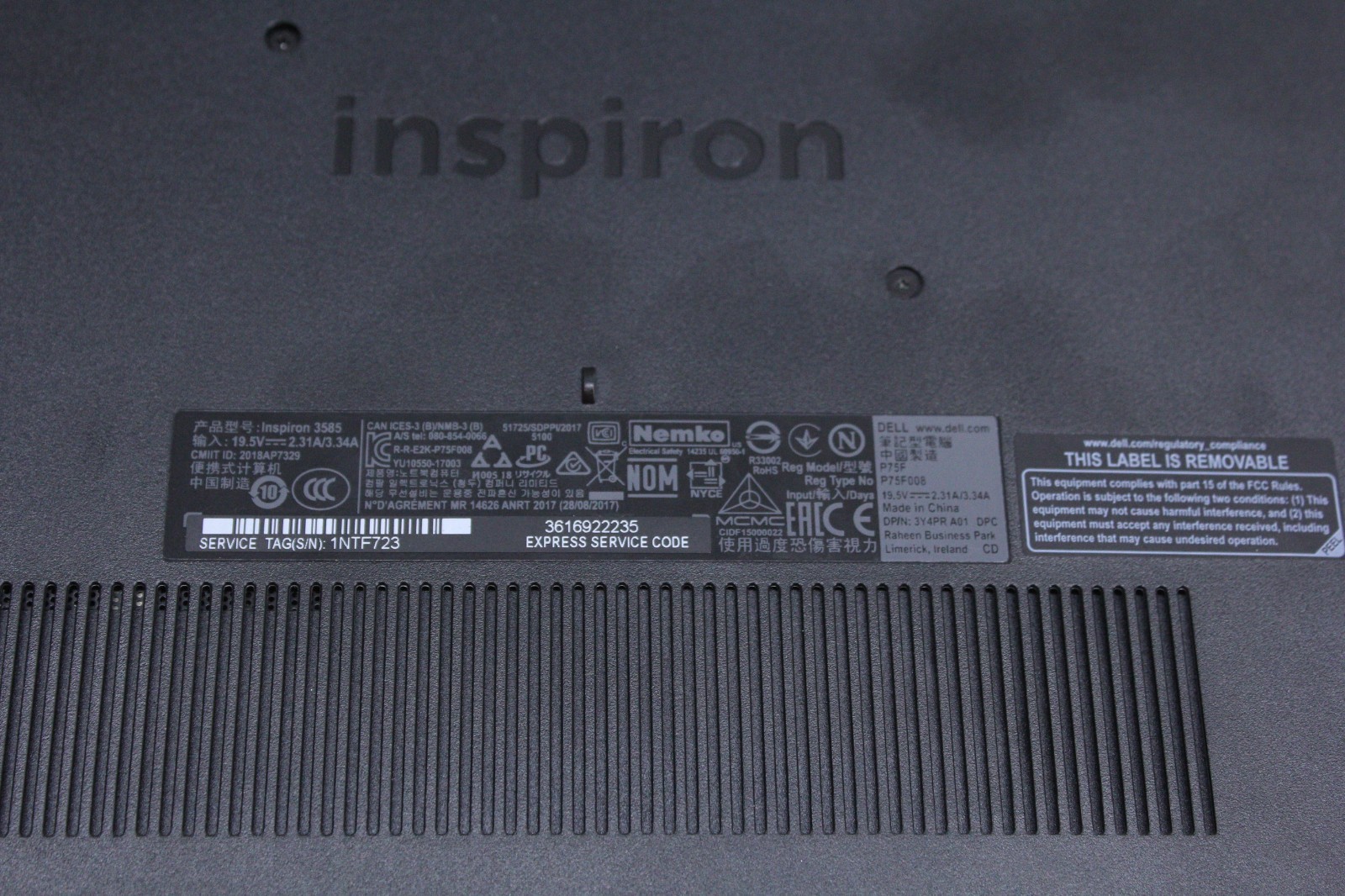 Dell Inspiron 3585 | Grade B- | Ryzen 3 2200U, 8GB Ram, 256GB NVMe, Win11 Home