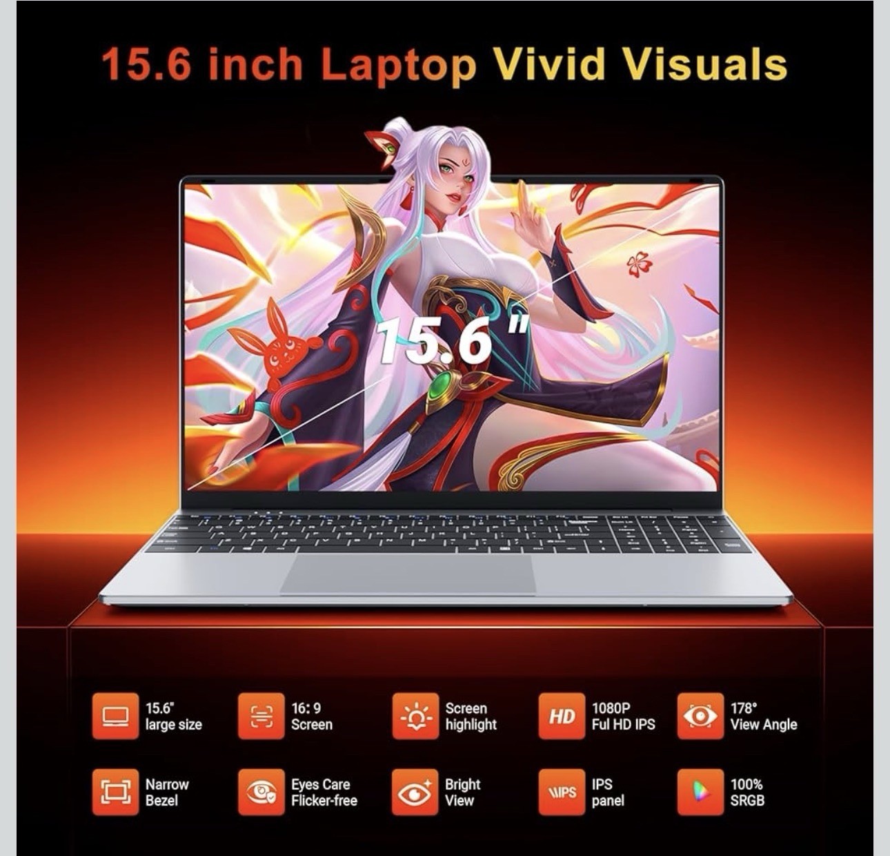 2026 15.6″ IPS 1080P Laptop Core M3-6Y30 CPU, 8GB RAM 256GB SSD, Win 11/Office