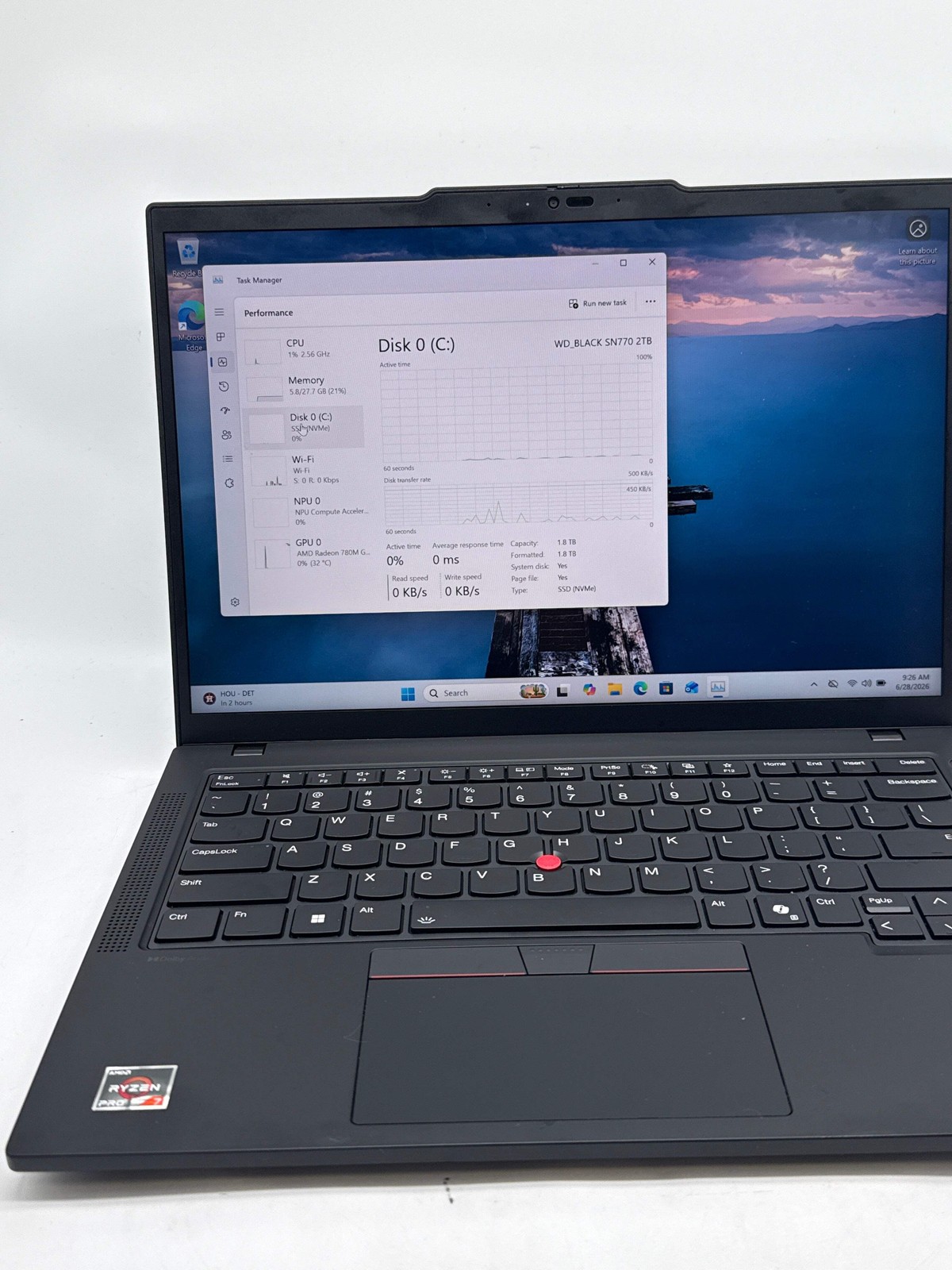 Lenovo ThinkPad P14s Gen 5 AMD Ryzen 7 Pro 8840HS 32GB Ram 2TB SSD – Used