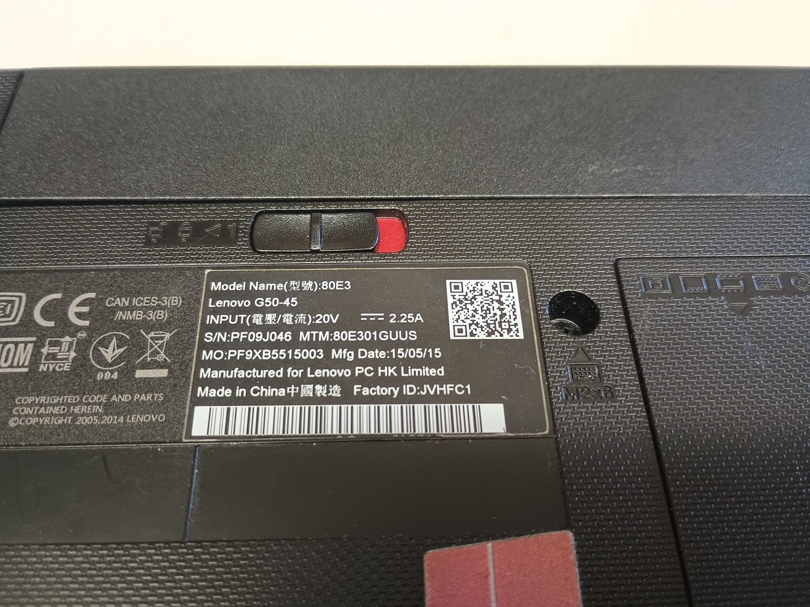 Lenovo G50-45 15″ Laptop AMD A8 4Gb Ram/No HD/Power Black Screen