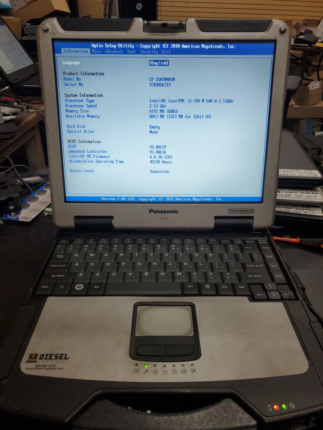 Panasonic Toughbook CF-31 MK-1 i5 540M @ 2.40GHz 8GB 45230HRS Diesel