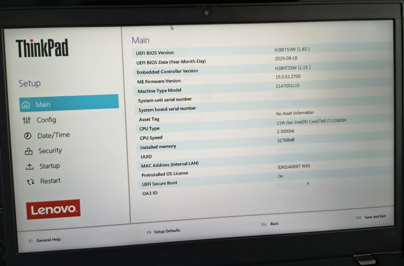 Lenovo ThinkPad T15p Gen 2 – i7 – 32GB RAM – GTX 1650 – Windows 11 Pro